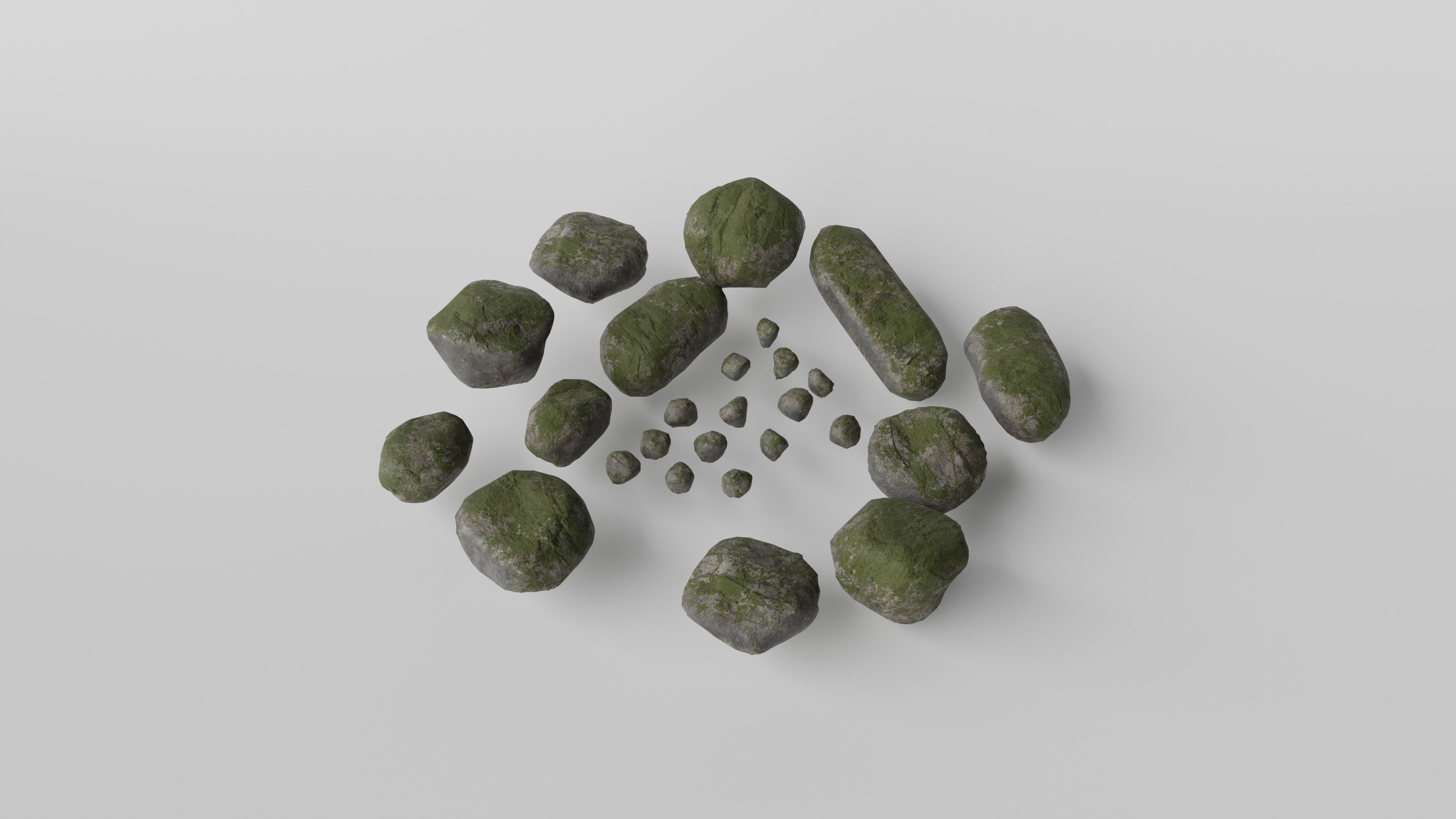 Mossy Stone Set Free low-poly 3D model_1
