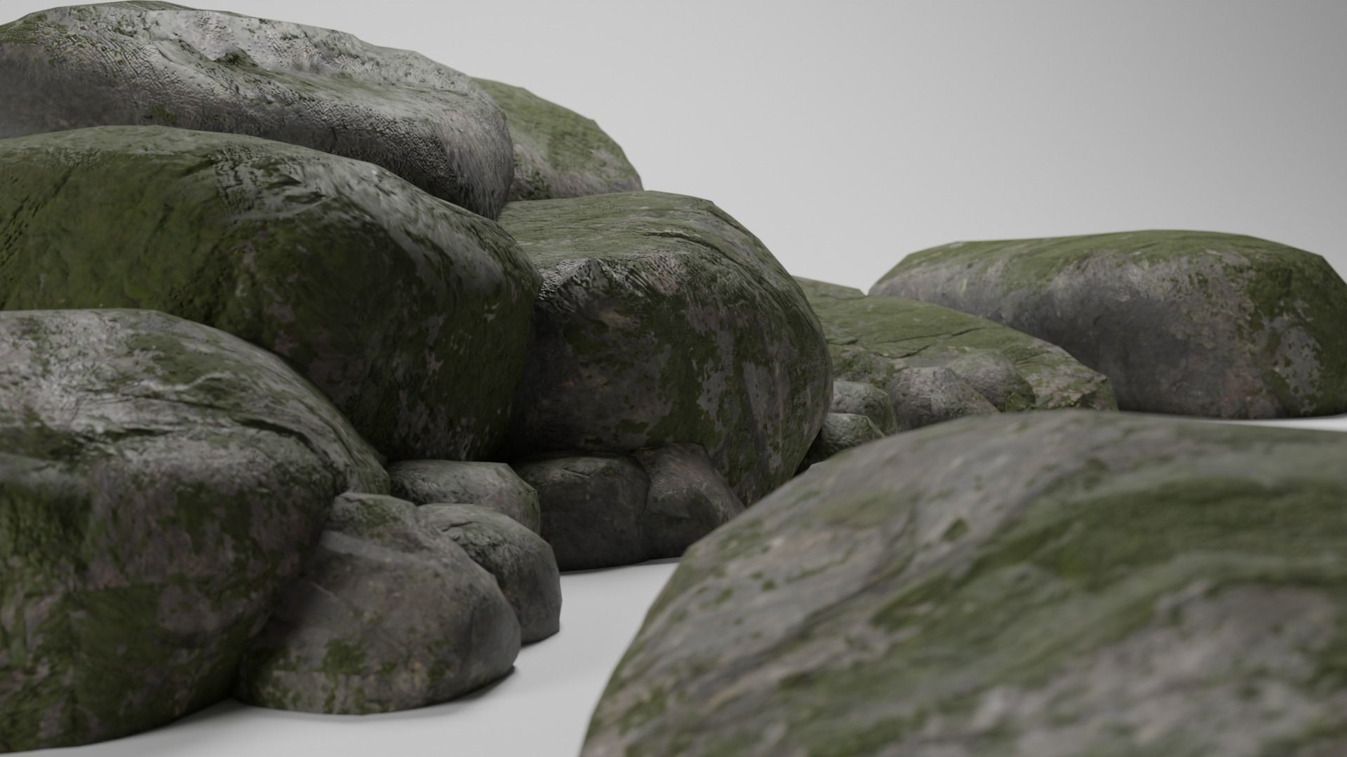 Mossy Stone Set Free low-poly 3D model_3