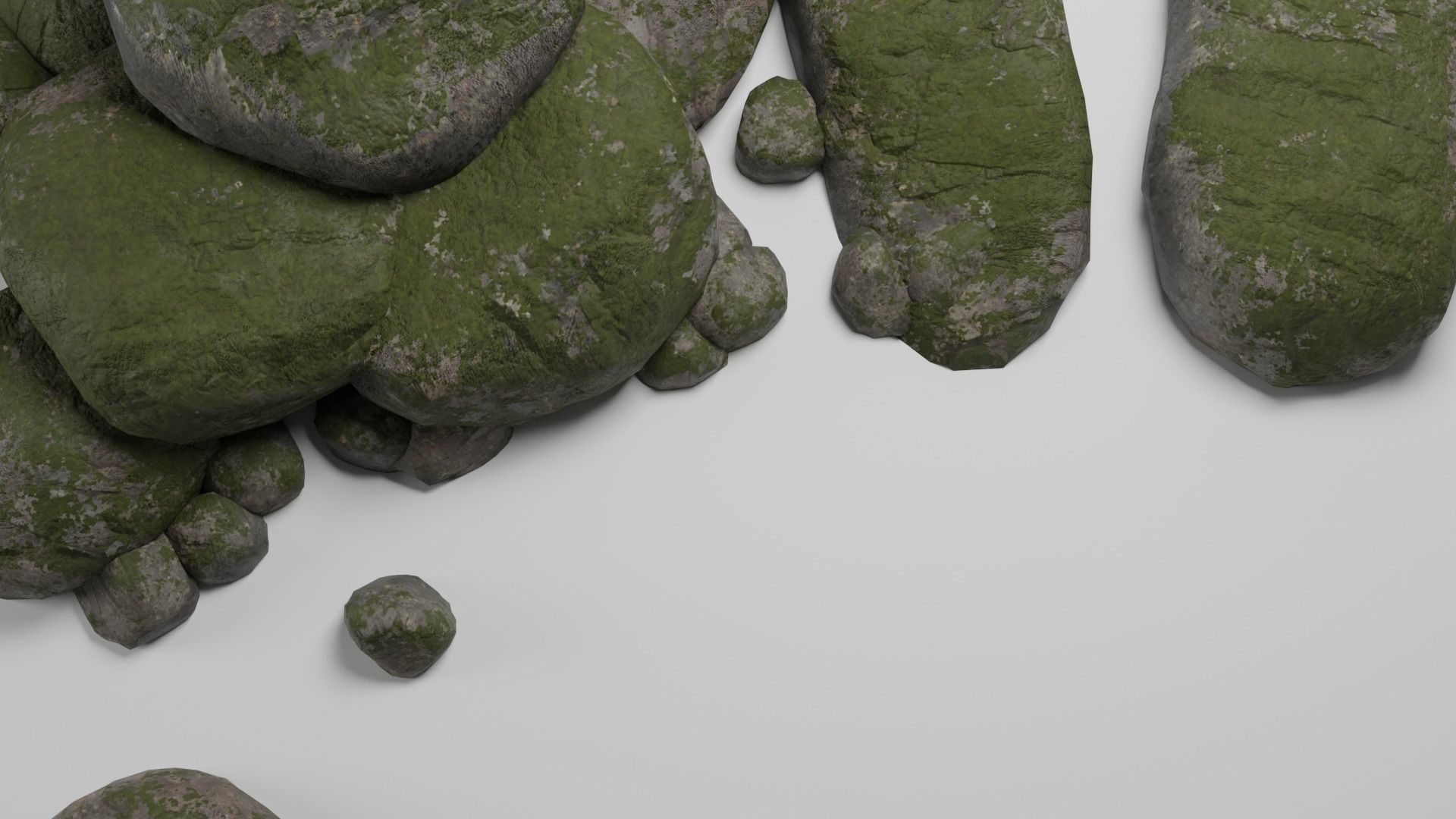 Mossy Stone Set Free low-poly 3D model_2