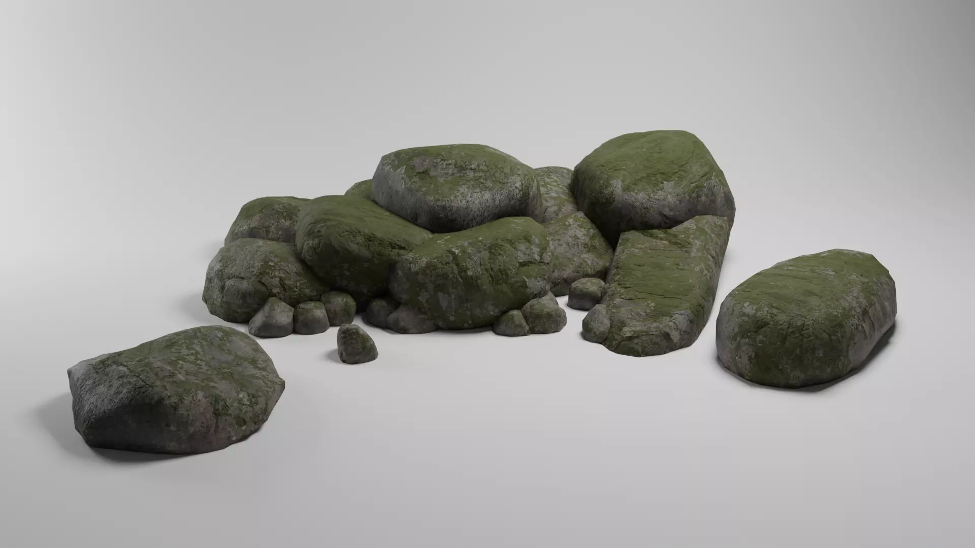 Mossy Stone Set Free low-poly 3D model_0