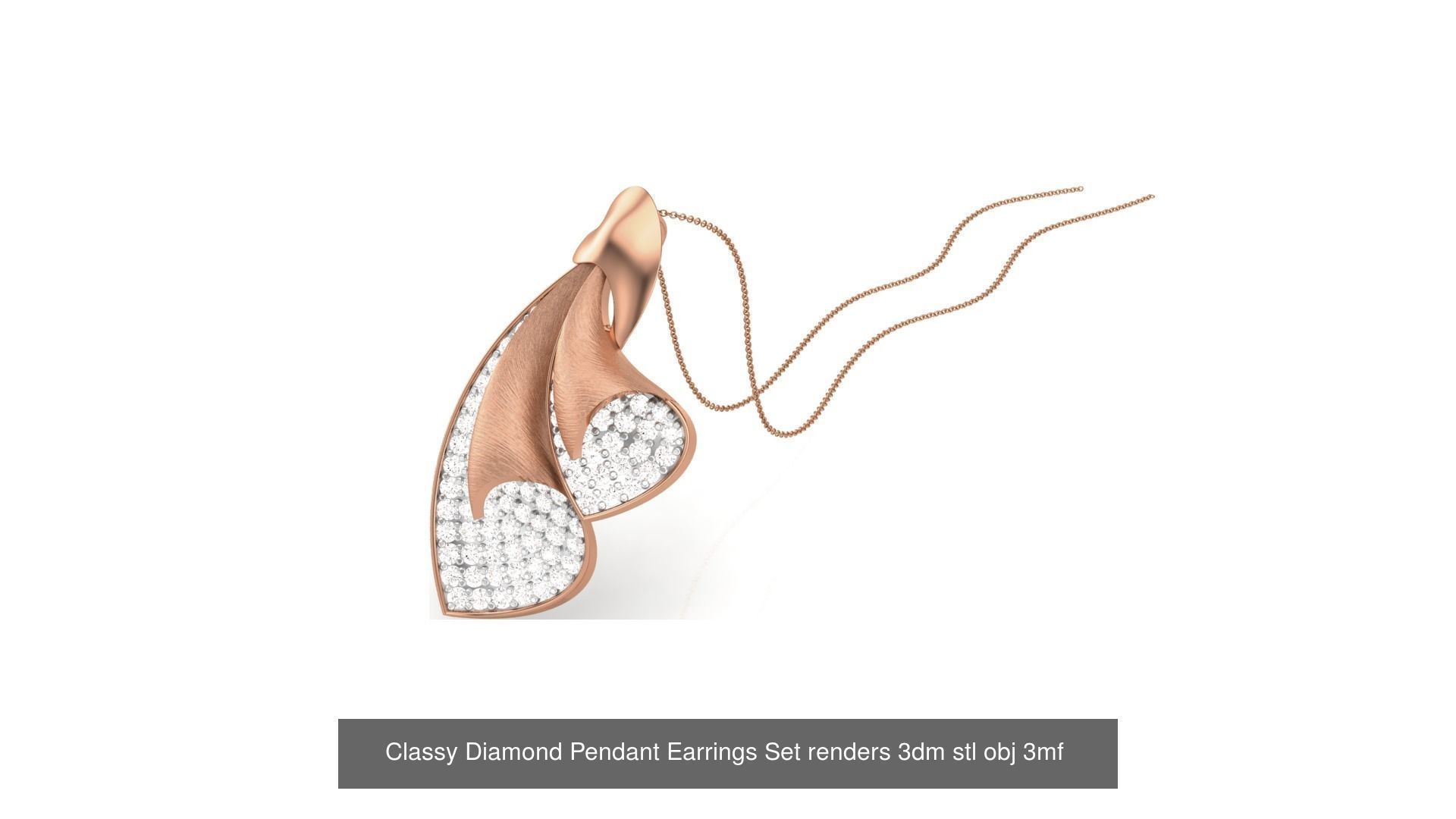 29 Classy Diamond Pendant Earrings Set renders 3dm stl obj 3mf  3D Model Collection_17