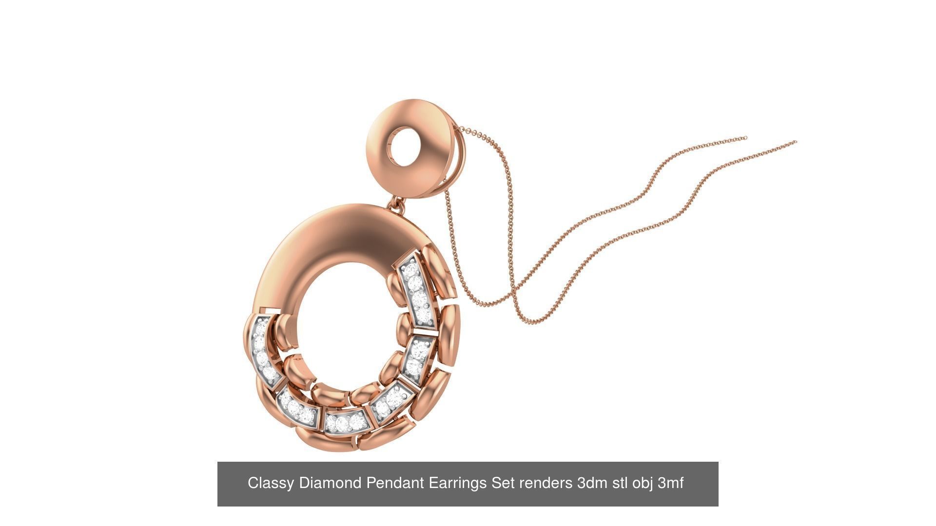 29 Classy Diamond Pendant Earrings Set renders 3dm stl obj 3mf  3D Model Collection_18