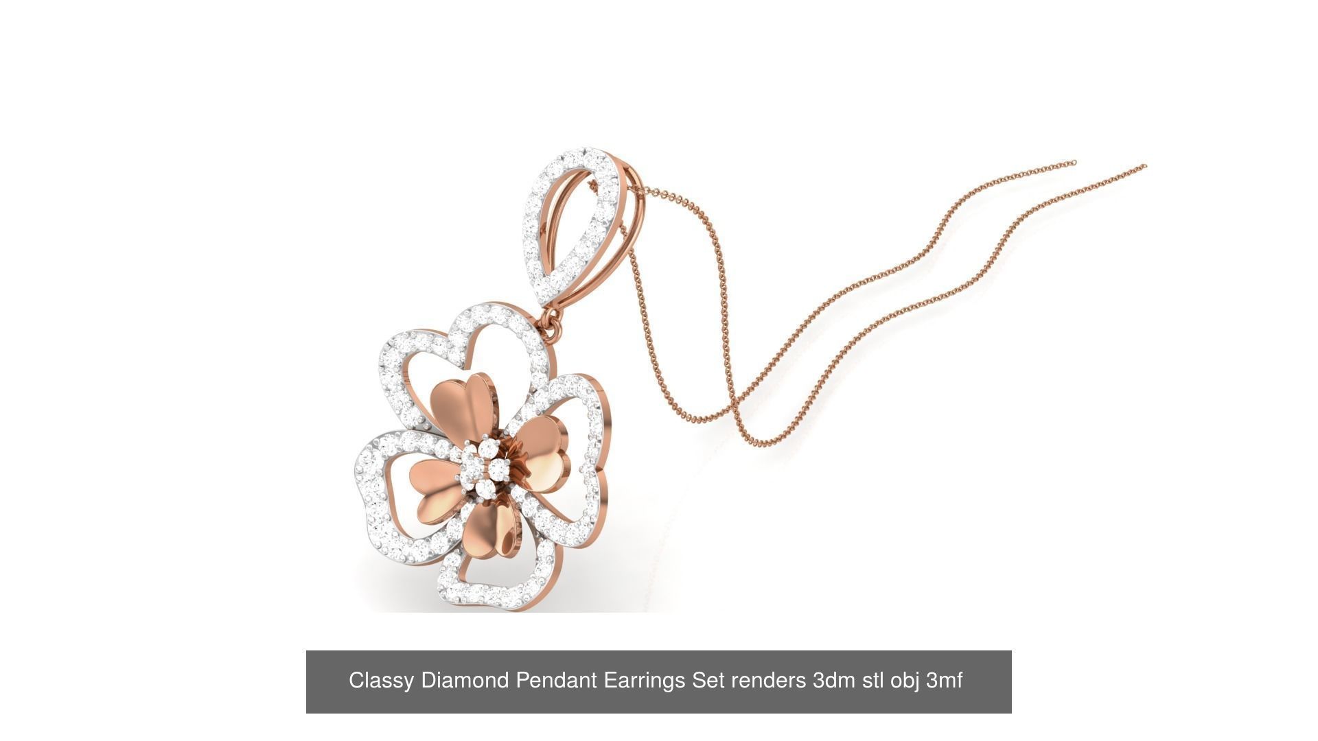 29 Classy Diamond Pendant Earrings Set renders 3dm stl obj 3mf  3D Model Collection_6