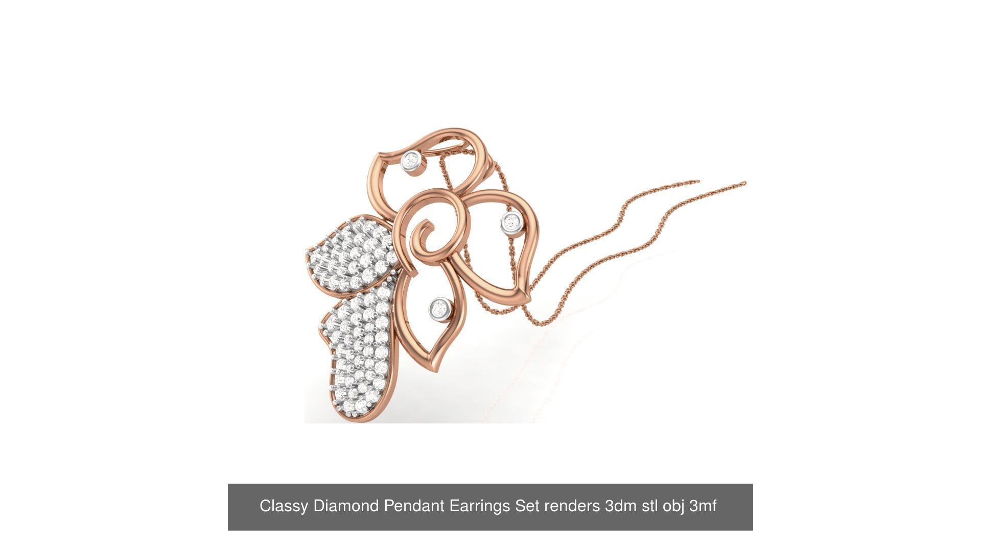 29 Classy Diamond Pendant Earrings Set renders 3dm stl obj 3mf  3D Model Collection_24