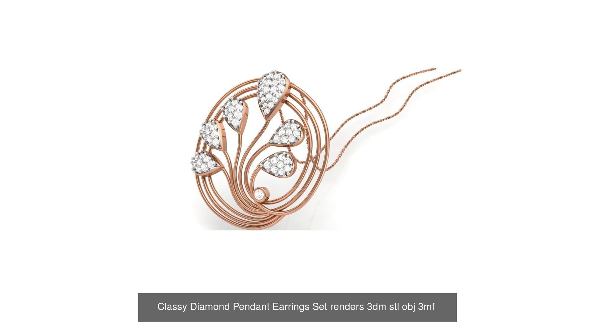 29 Classy Diamond Pendant Earrings Set renders 3dm stl obj 3mf  3D Model Collection_30