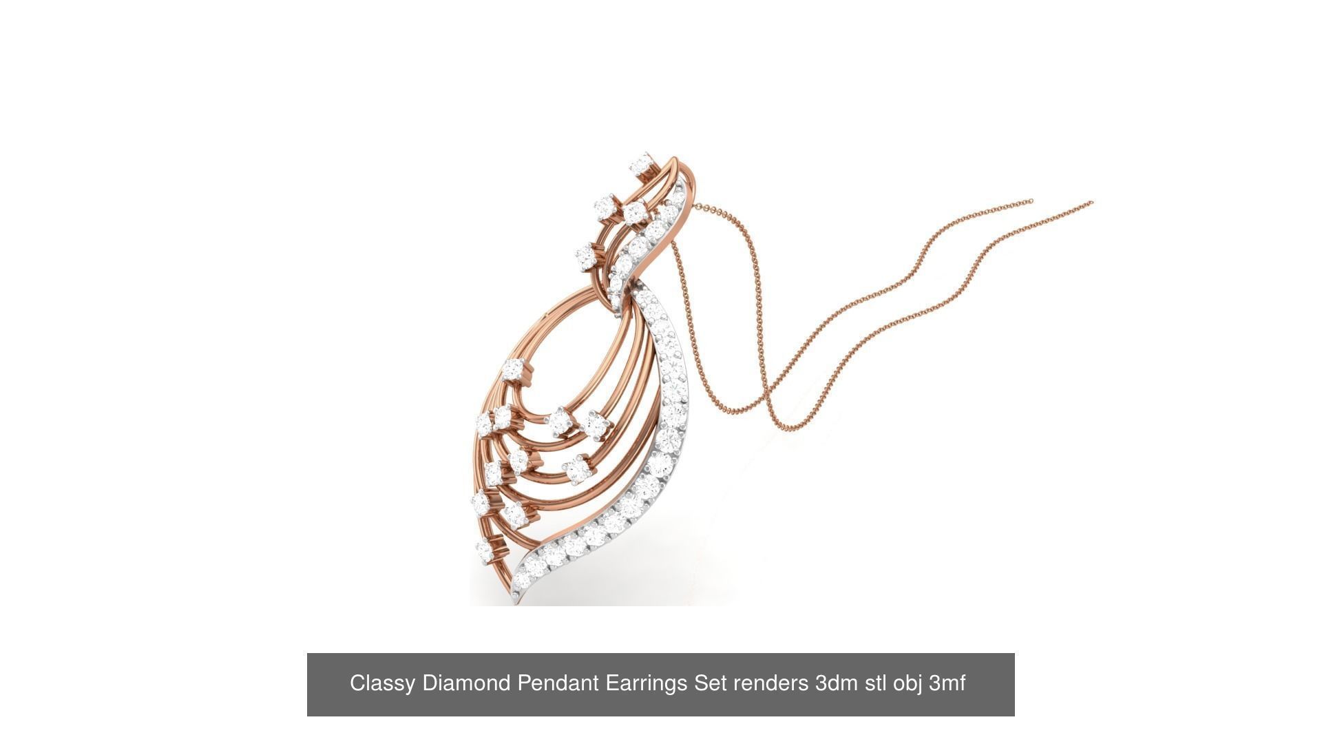 29 Classy Diamond Pendant Earrings Set renders 3dm stl obj 3mf  3D Model Collection_5