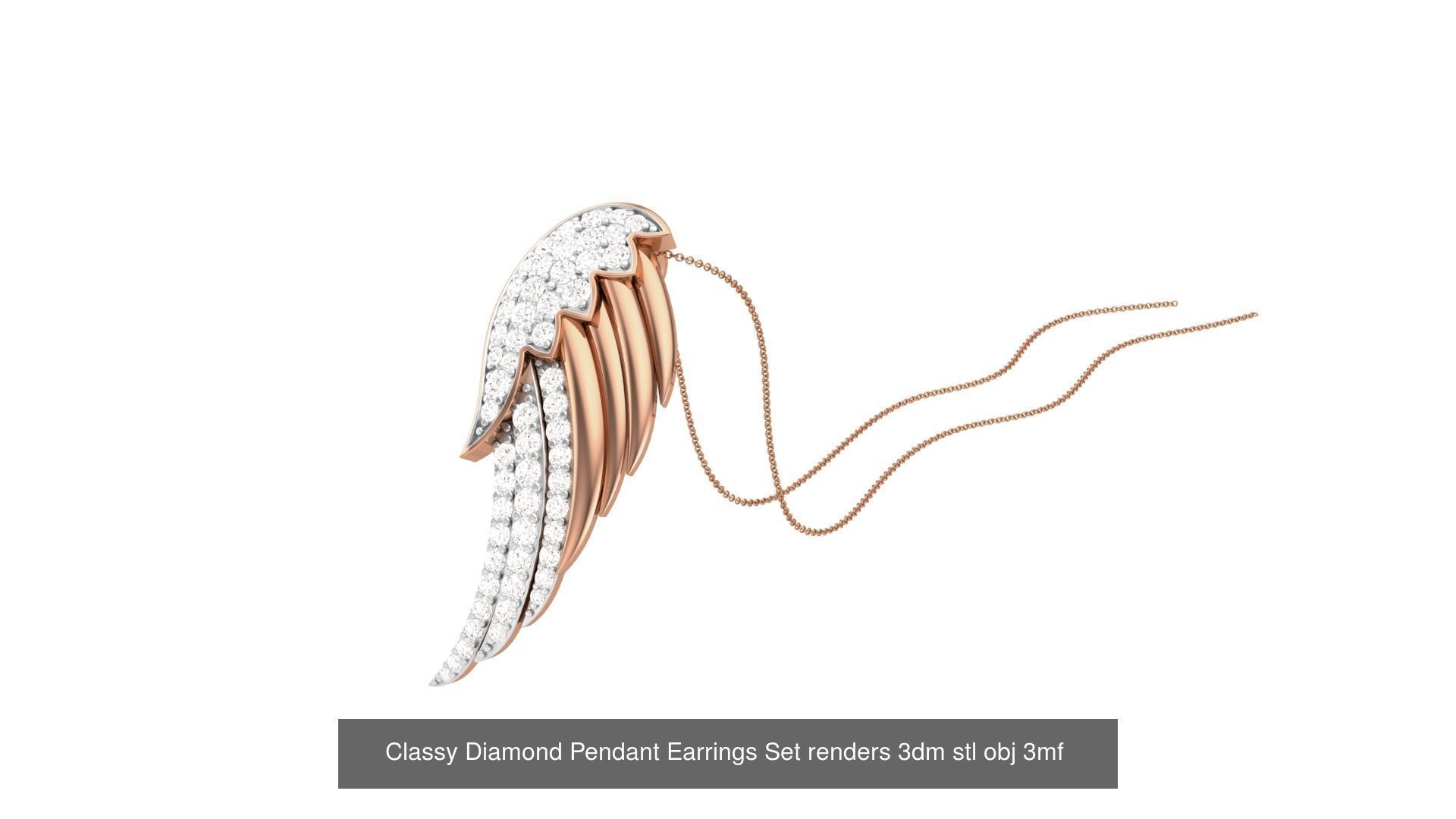 29 Classy Diamond Pendant Earrings Set renders 3dm stl obj 3mf  3D Model Collection_20