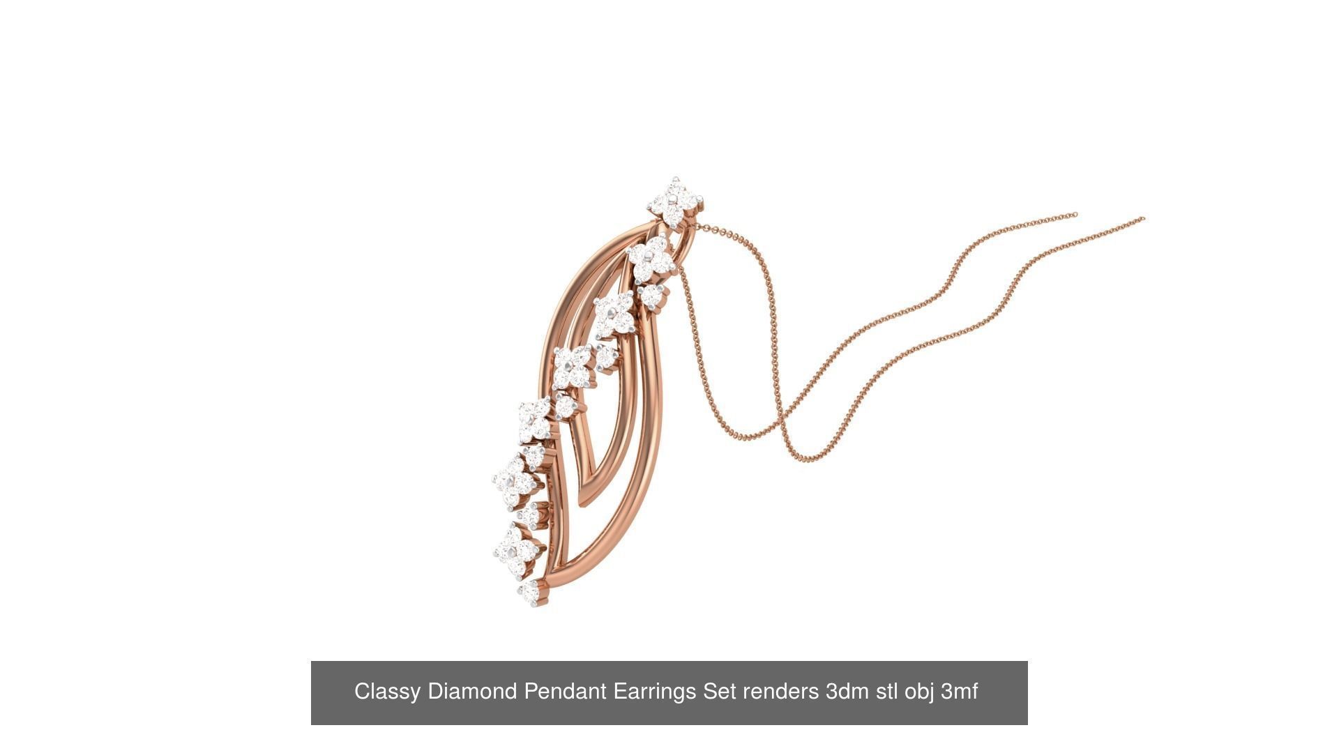 29 Classy Diamond Pendant Earrings Set renders 3dm stl obj 3mf  3D Model Collection_14