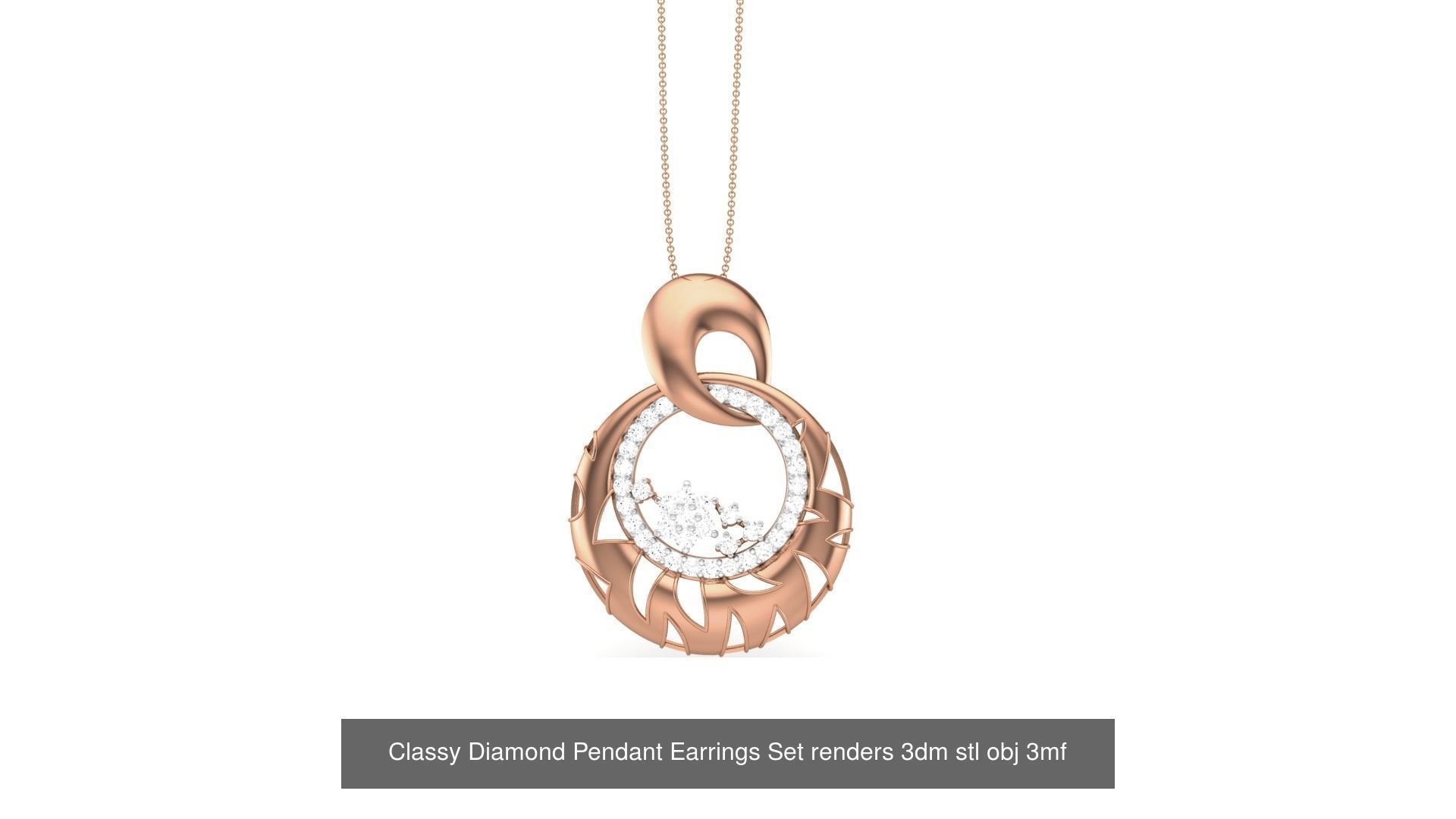 29 Classy Diamond Pendant Earrings Set renders 3dm stl obj 3mf  3D Model Collection_10