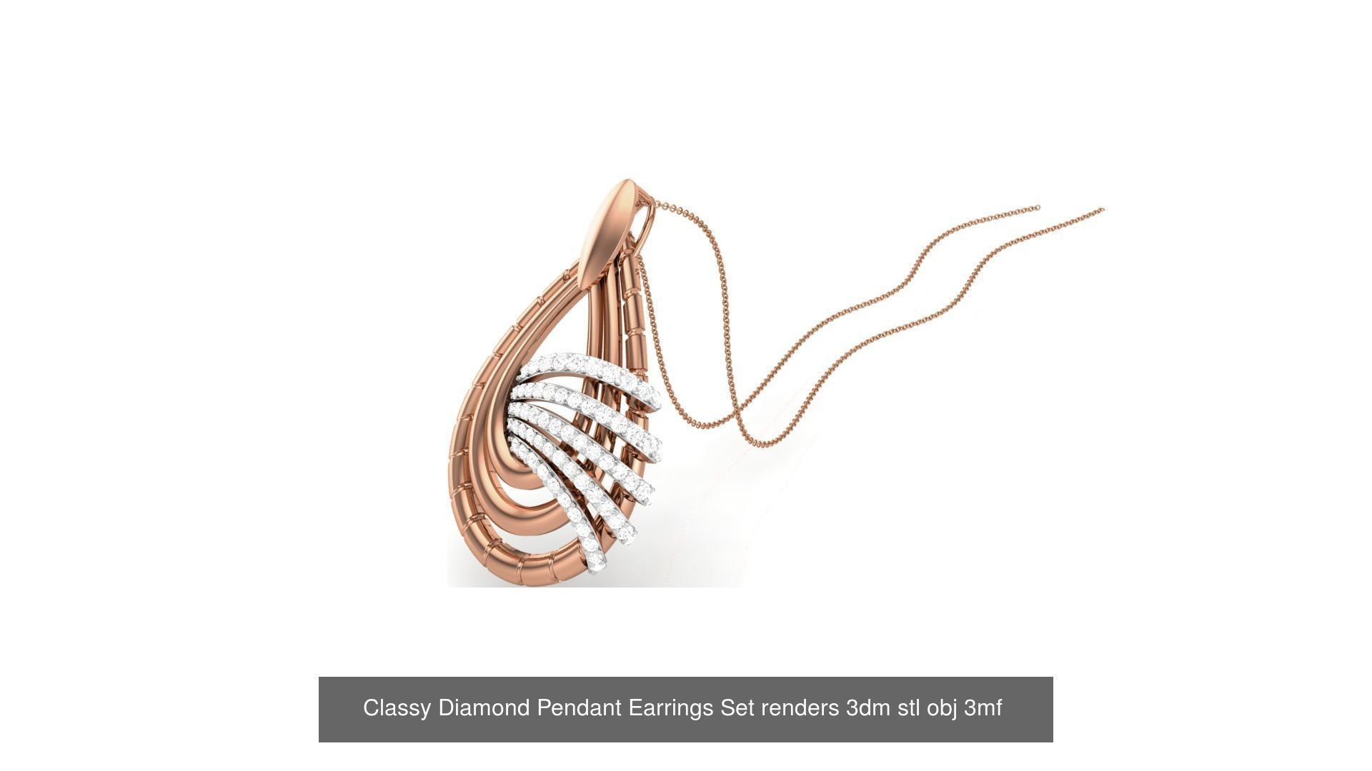 29 Classy Diamond Pendant Earrings Set renders 3dm stl obj 3mf  3D Model Collection_8