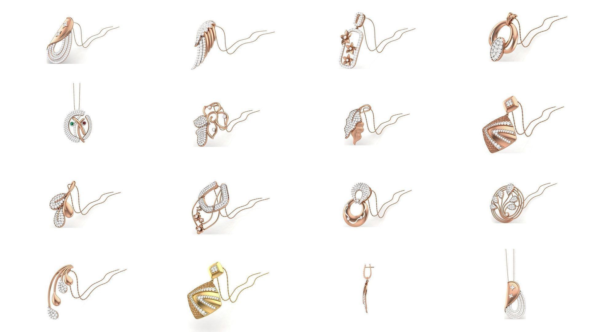 29 Classy Diamond Pendant Earrings Set renders 3dm stl obj 3mf  3D Model Collection_1