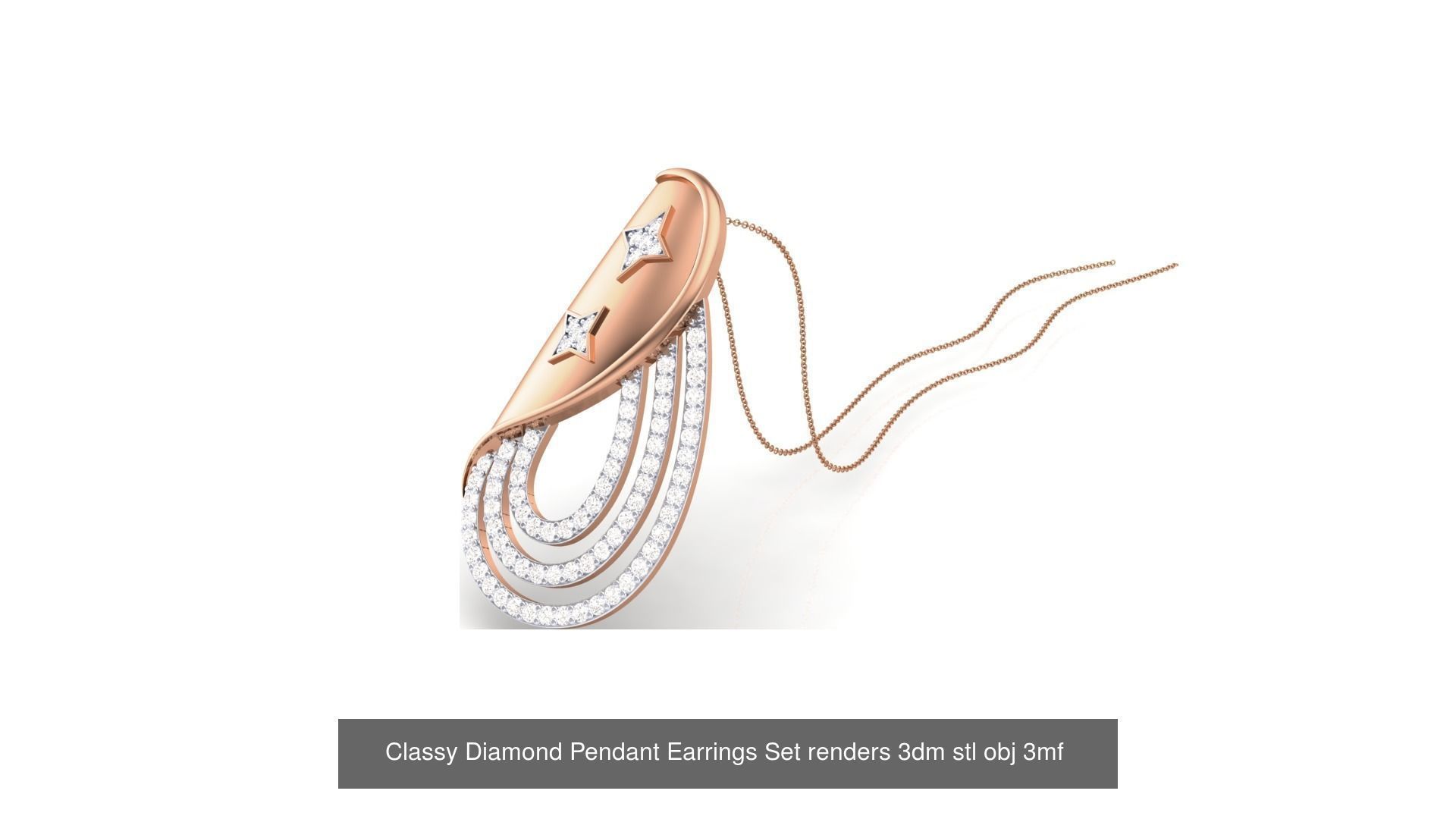 29 Classy Diamond Pendant Earrings Set renders 3dm stl obj 3mf  3D Model Collection_19