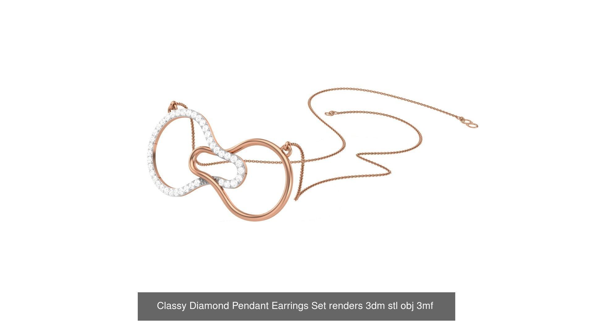 29 Classy Diamond Pendant Earrings Set renders 3dm stl obj 3mf  3D Model Collection_11