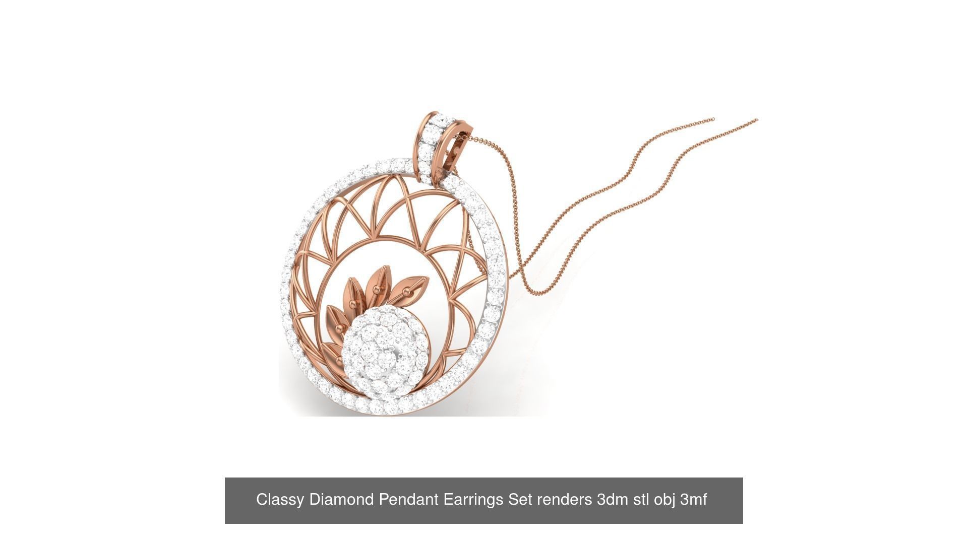29 Classy Diamond Pendant Earrings Set renders 3dm stl obj 3mf  3D Model Collection_4