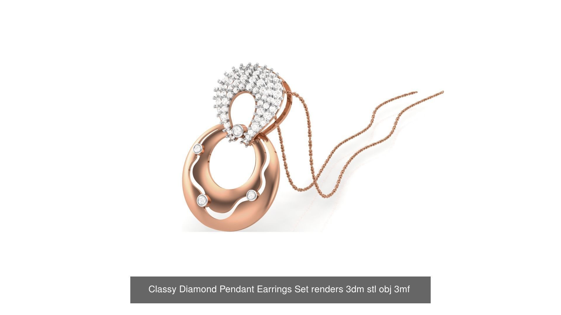 29 Classy Diamond Pendant Earrings Set renders 3dm stl obj 3mf  3D Model Collection_29