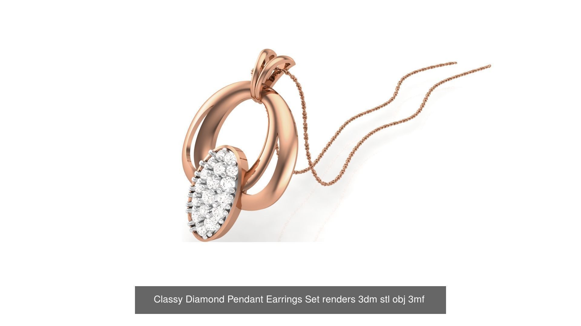 29 Classy Diamond Pendant Earrings Set renders 3dm stl obj 3mf  3D Model Collection_22