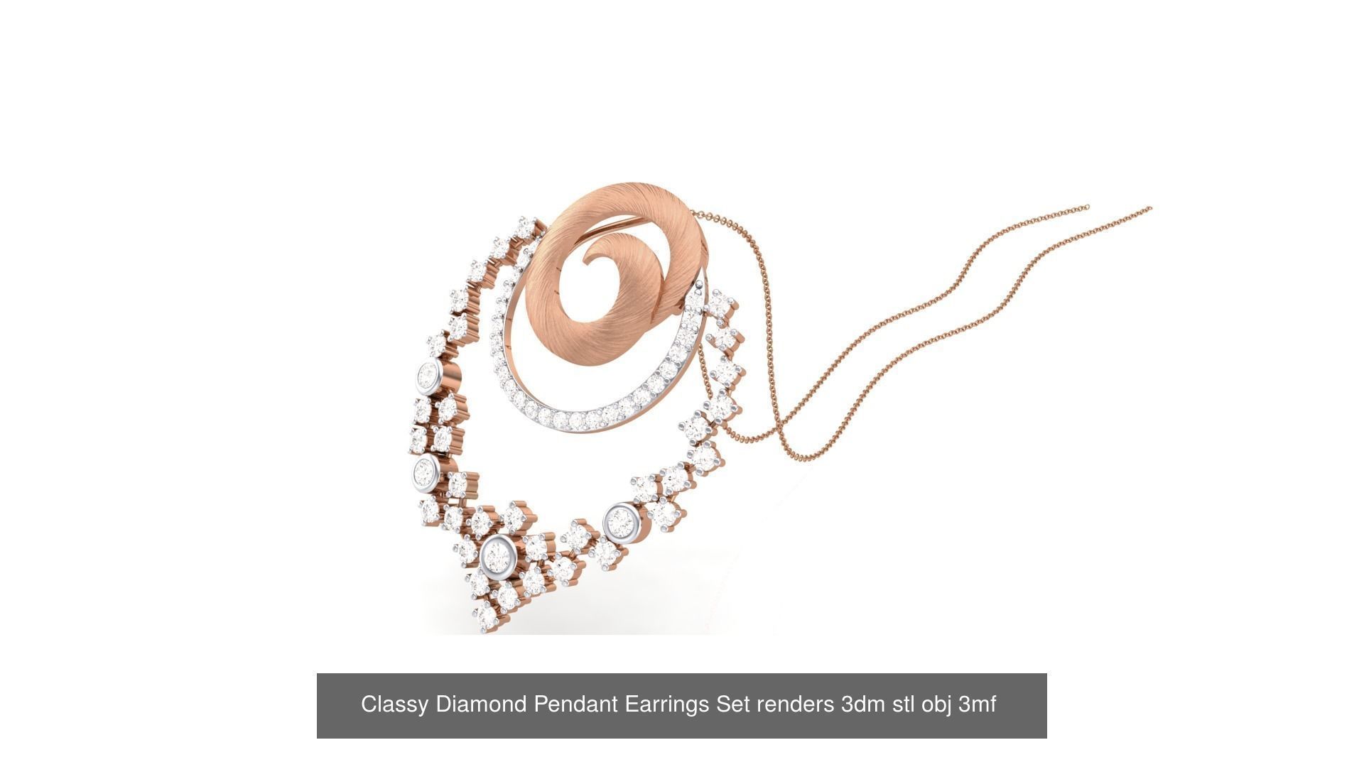 29 Classy Diamond Pendant Earrings Set renders 3dm stl obj 3mf  3D Model Collection_16