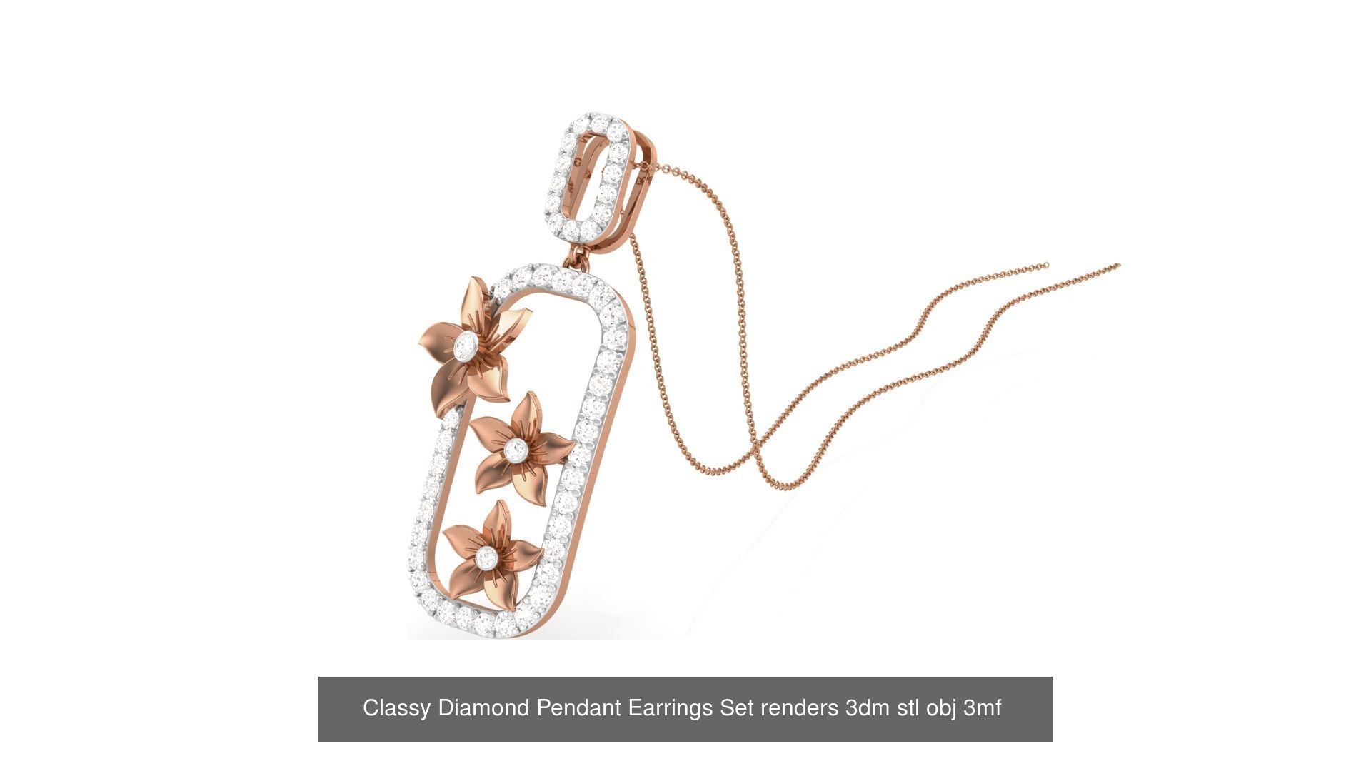 29 Classy Diamond Pendant Earrings Set renders 3dm stl obj 3mf  3D Model Collection_21