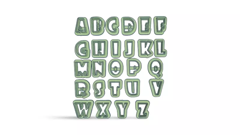 SET CORTANTES ABECEDARIO LETRAS ALFABETO ABC ROCK LETTERS 3D print model_0