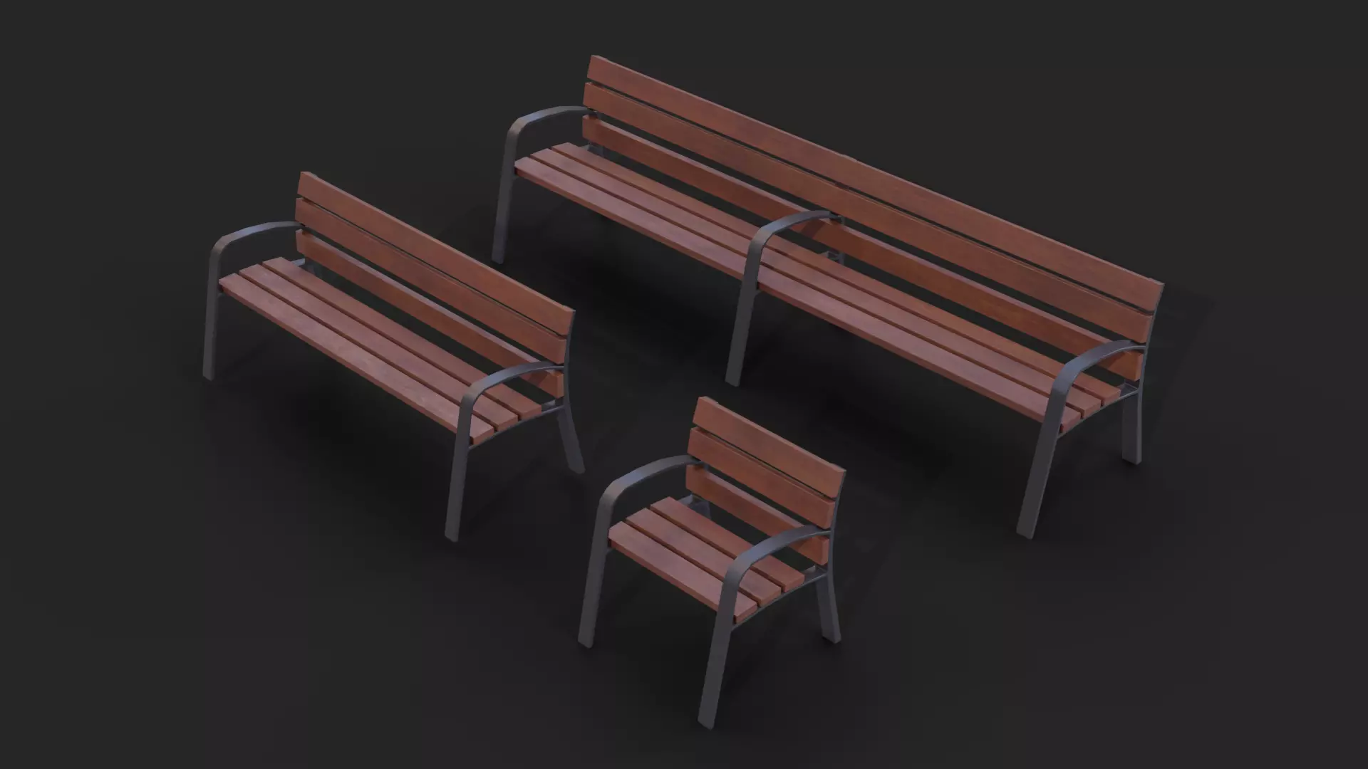 Collection of three Modo benches  low poly Low-poly 3D model_0
