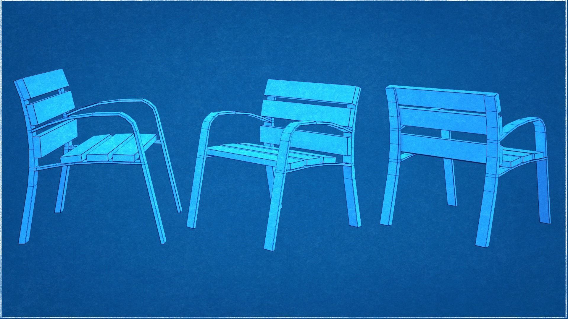 Collection of three Modo benches  low poly Low-poly 3D model_10