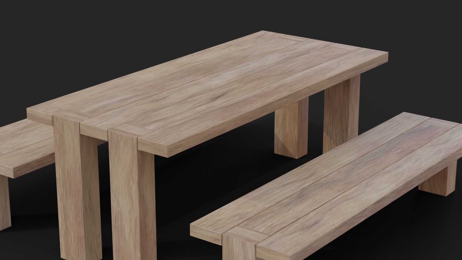 Picnic Table Barcelona Bench Low-Poly Low-poly 3D model_1