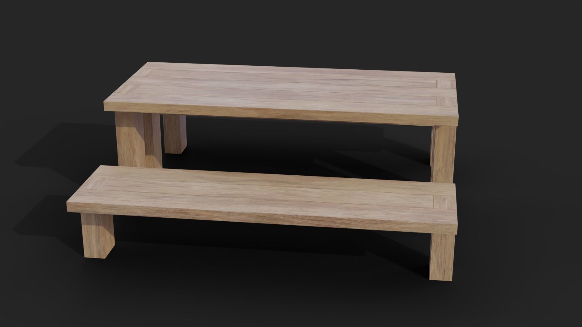 Picnic Table Barcelona Bench Low-Poly Low-poly 3D model_7