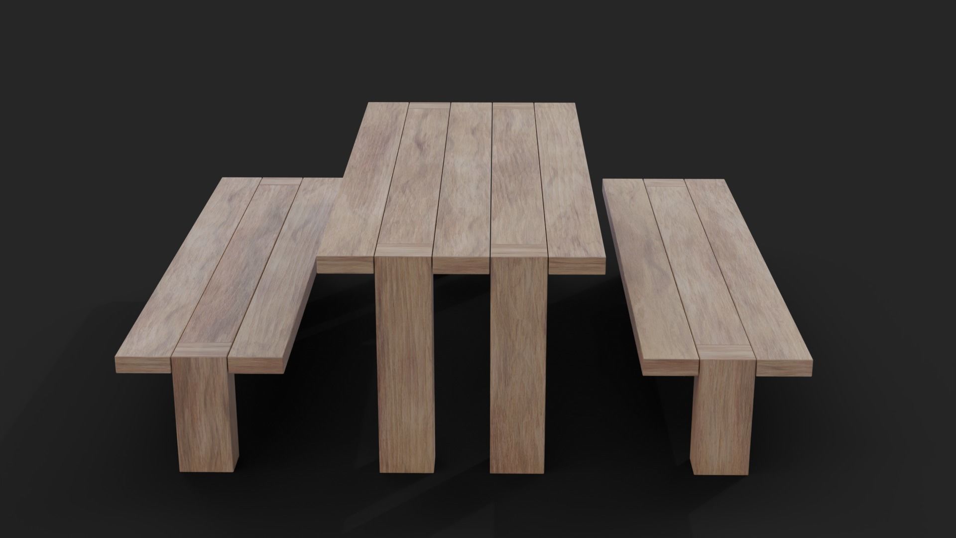 Picnic Table Barcelona Bench Low-Poly Low-poly 3D model_6