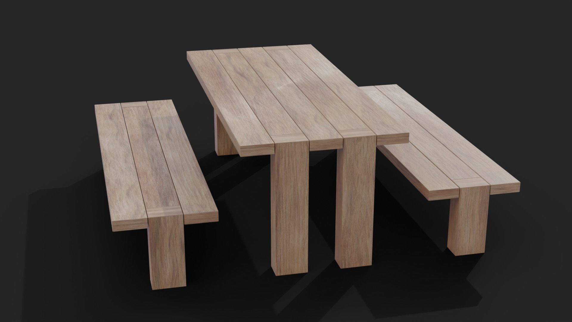 Picnic Table Barcelona Bench Low-Poly Low-poly 3D model_3