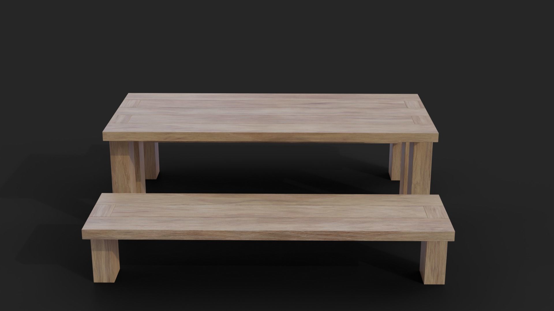 Picnic Table Barcelona Bench Low-Poly Low-poly 3D model_4