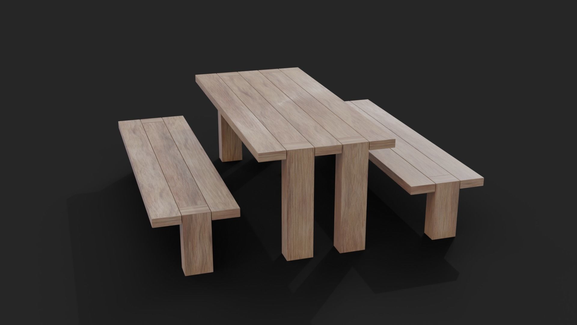 Picnic Table Barcelona Bench Low-Poly Low-poly 3D model_9