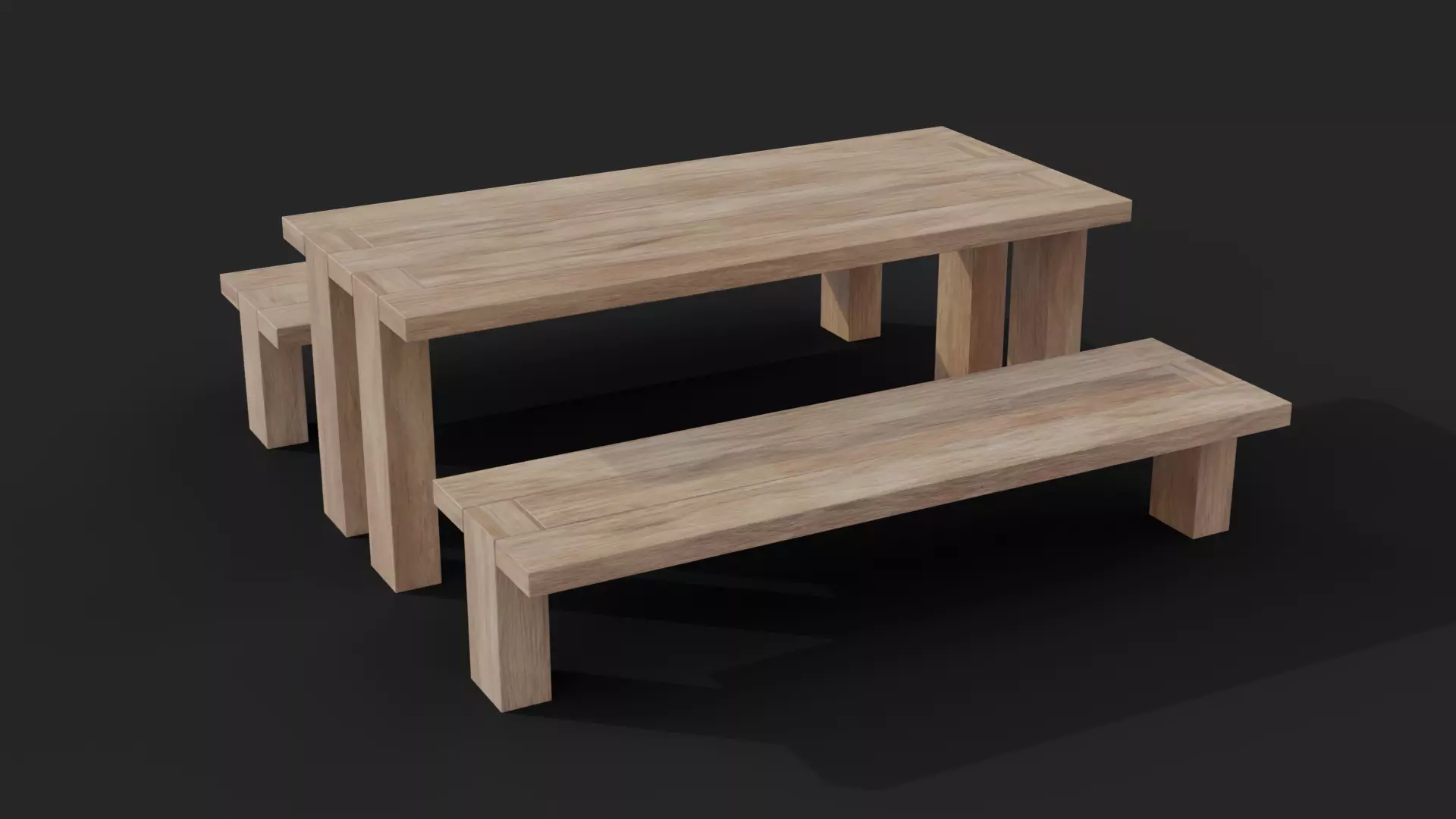 Picnic Table Barcelona Bench Low-Poly Low-poly 3D model_0