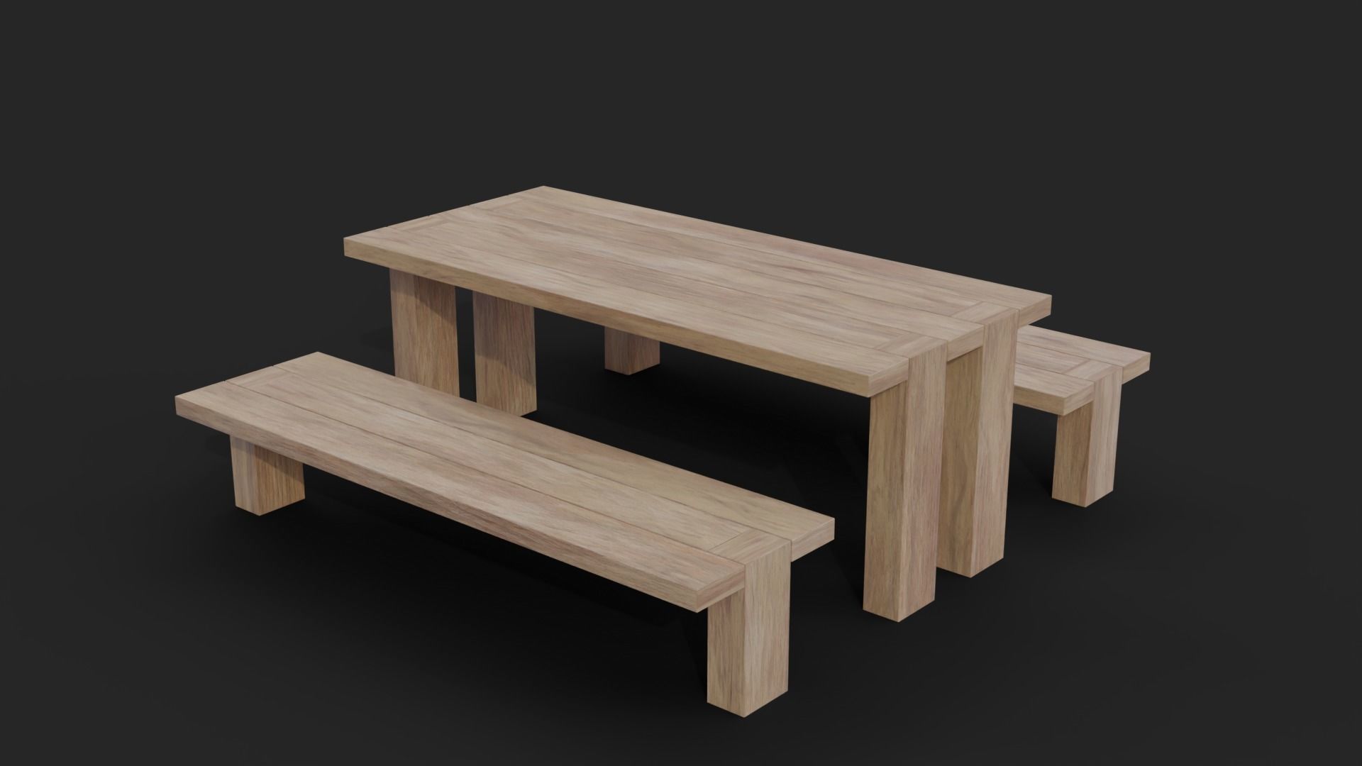 Picnic Table Barcelona Bench Low-Poly Low-poly 3D model_5
