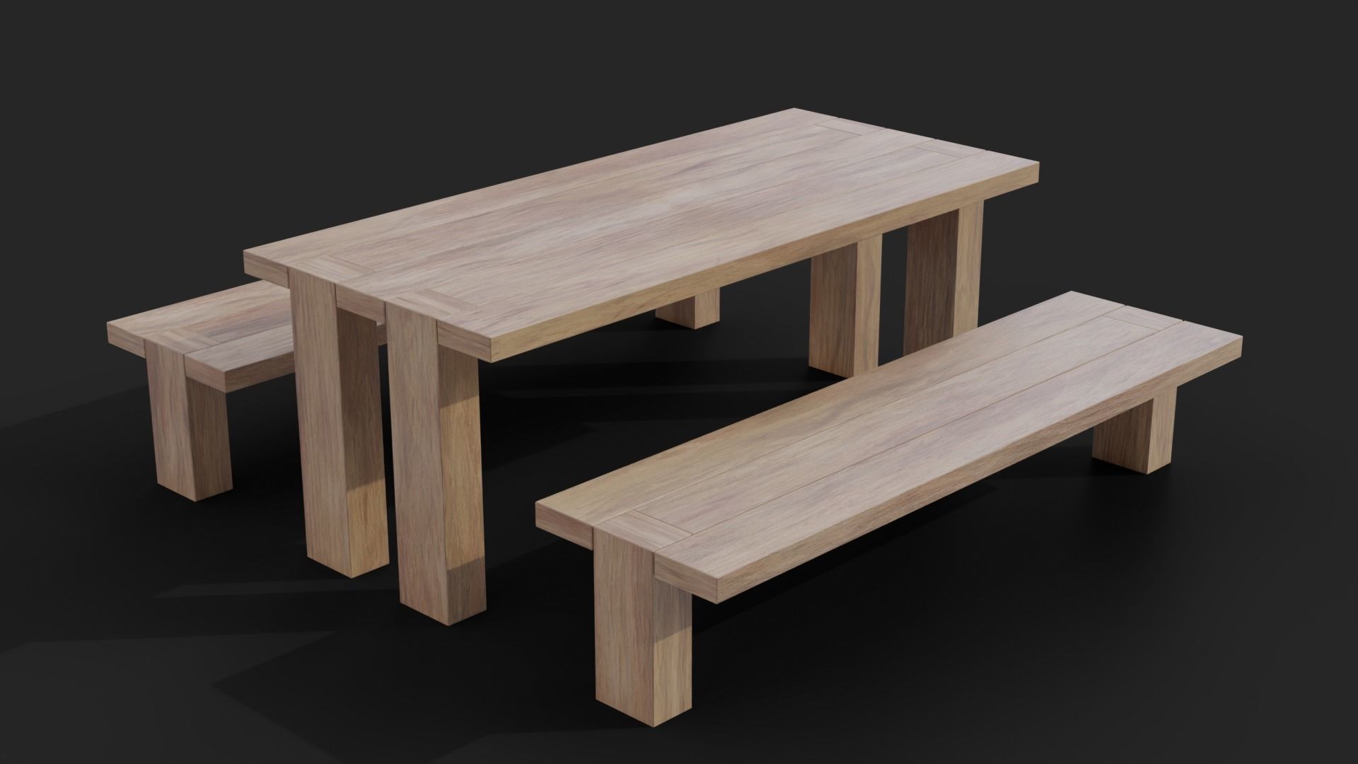 Picnic Table Barcelona Bench Low-Poly Low-poly 3D model_8