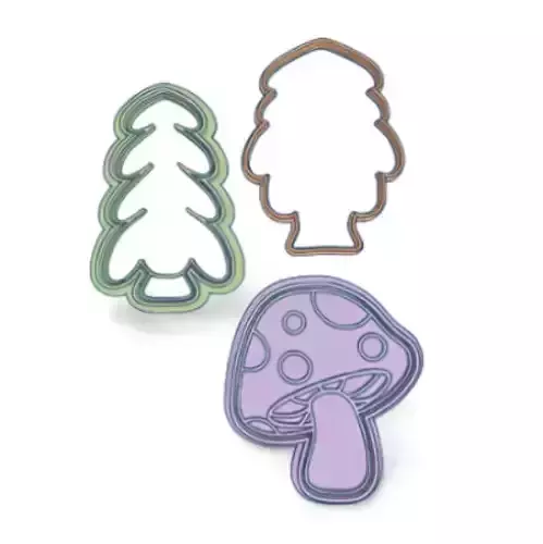 SET X 3 CORTANTES BOSQUE ARBOL CONIFERA PLANTAS COOKIES 3D print model