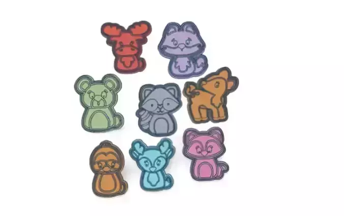 SET X 8 CORTANTES ANIMALES ANIMALITOS DEL BOSQUE WOODLAND 3D print model