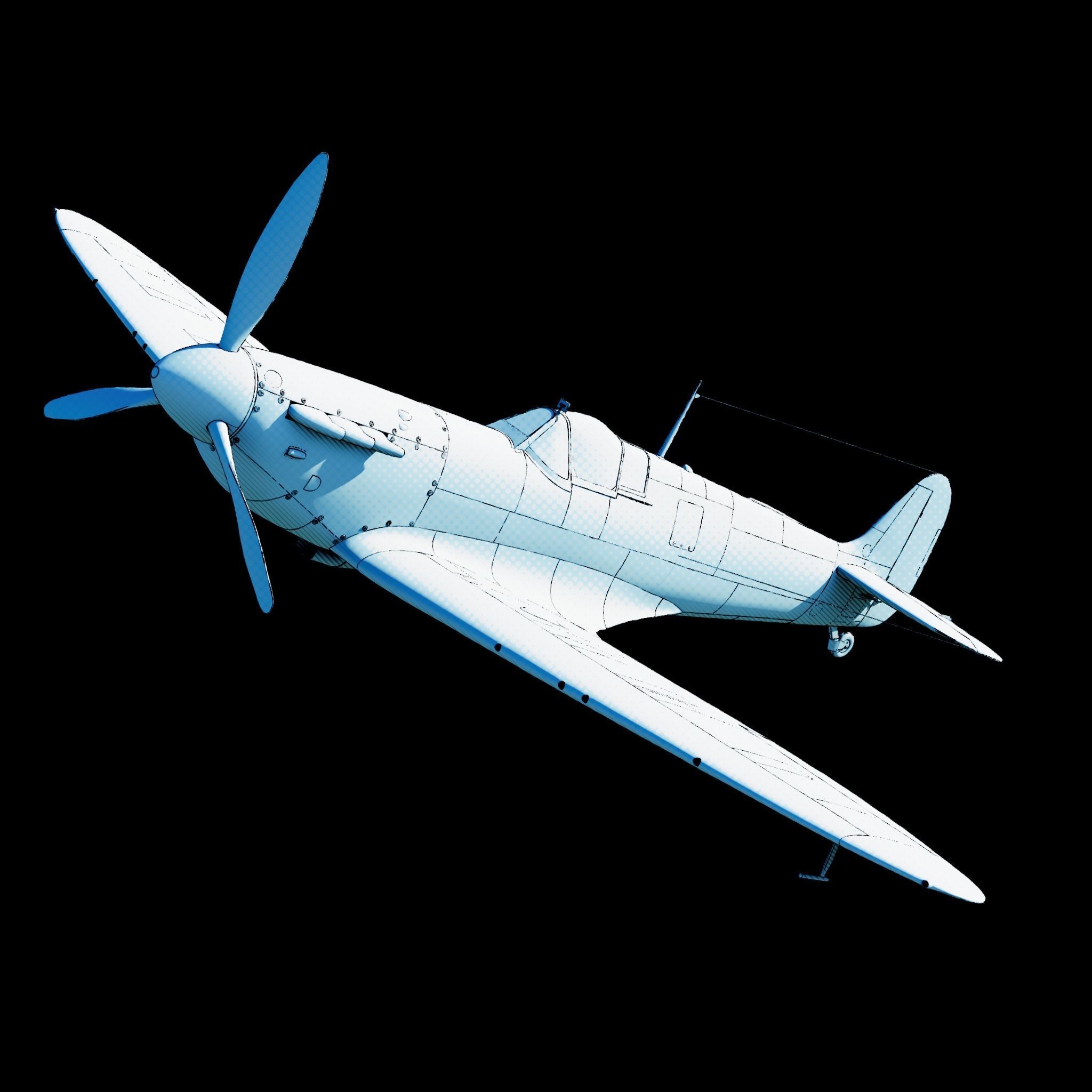 World War 2 Mark 1 Supermarine Spitfire 3D model_5