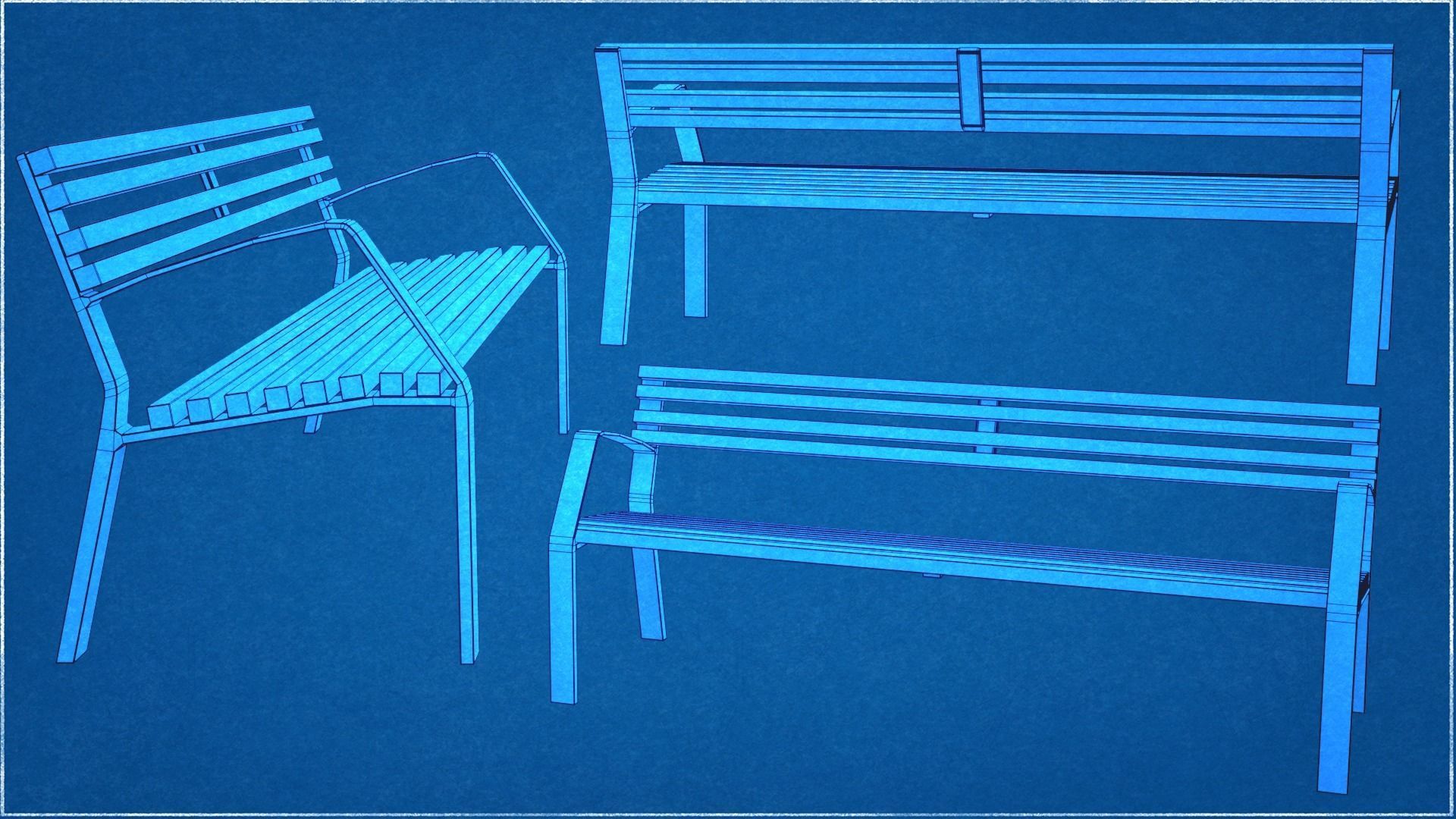 Romantico Barcelona Bench Low-Poly Low-poly 3D model_9