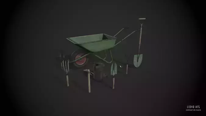 Gardening Tools Pack Low-poly 3D model