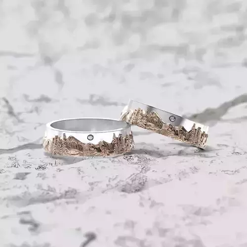 Model of wedding rings with mountains 3D print model