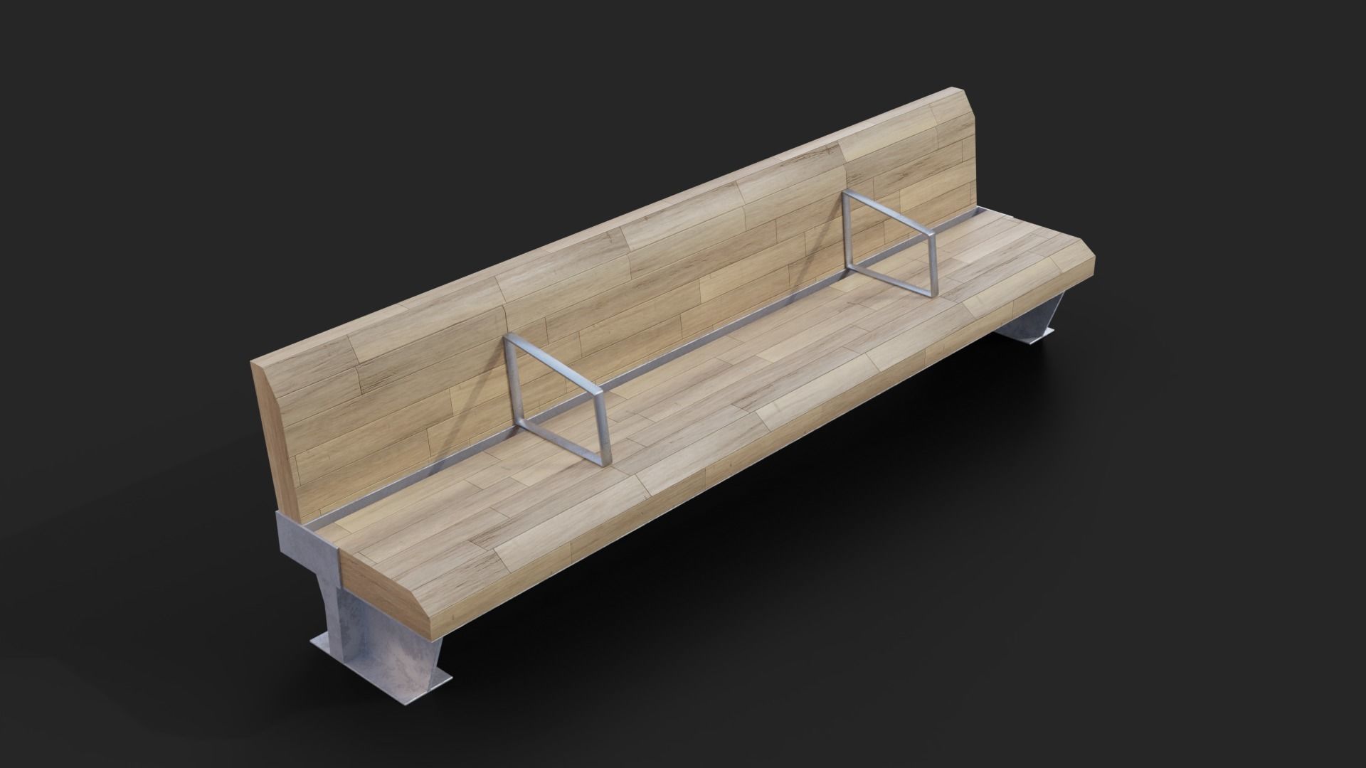 Sant Joan Barcelona Bench Low-Poly Low-poly 3D model_7