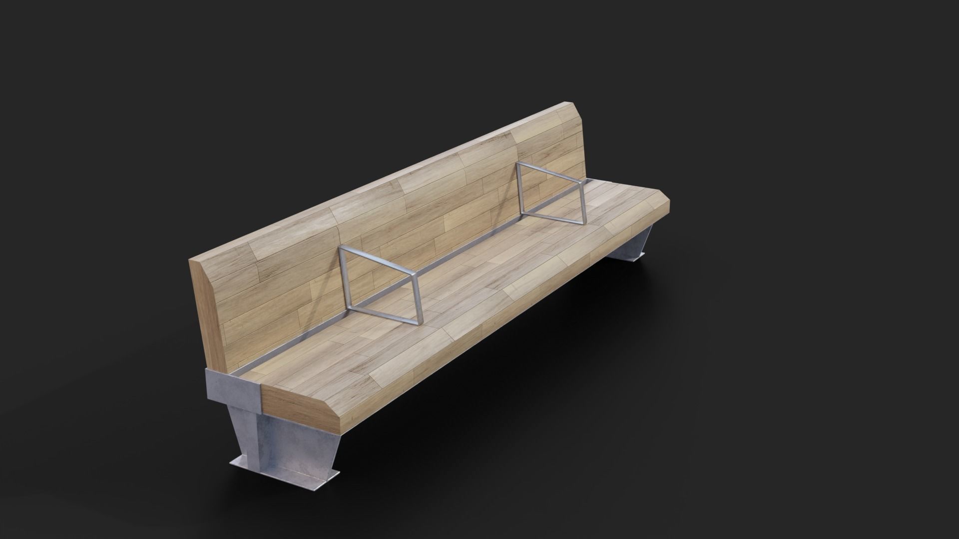 Sant Joan Barcelona Bench Low-Poly Low-poly 3D model_4