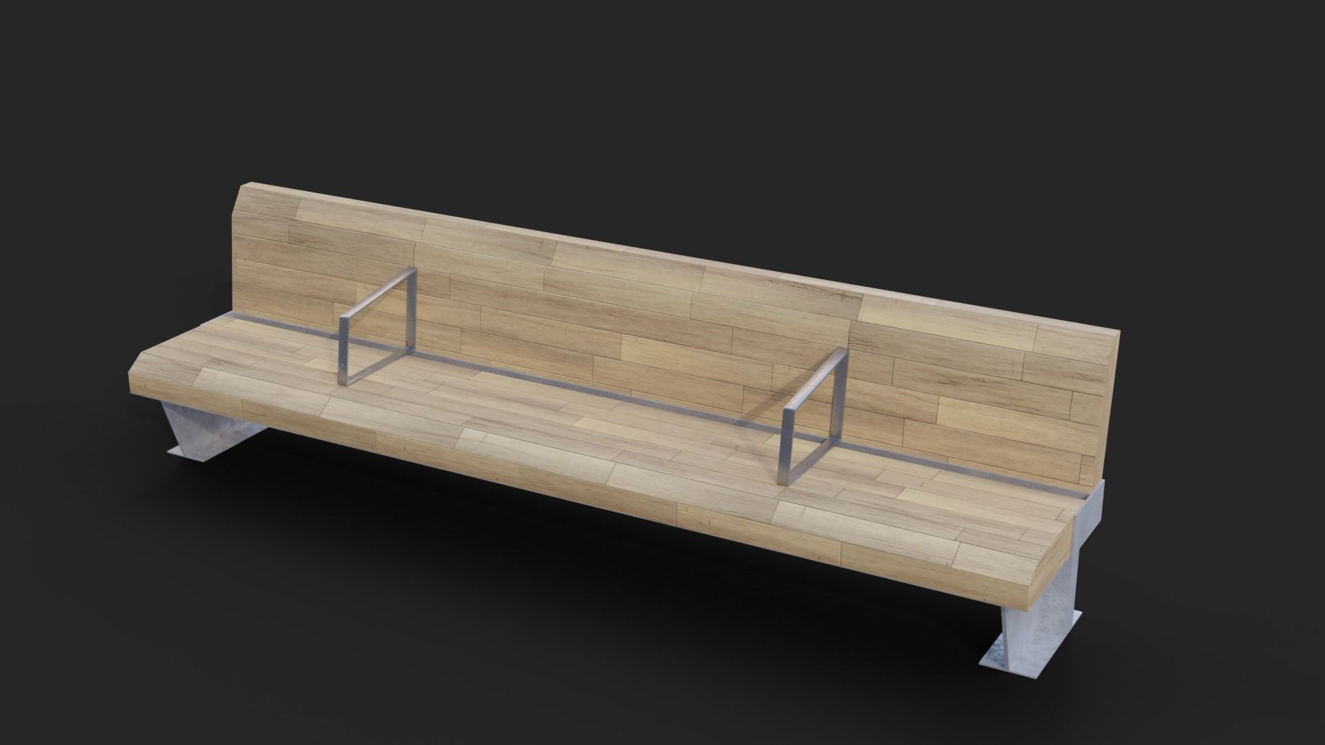 Sant Joan Barcelona Bench Low-Poly Low-poly 3D model_8