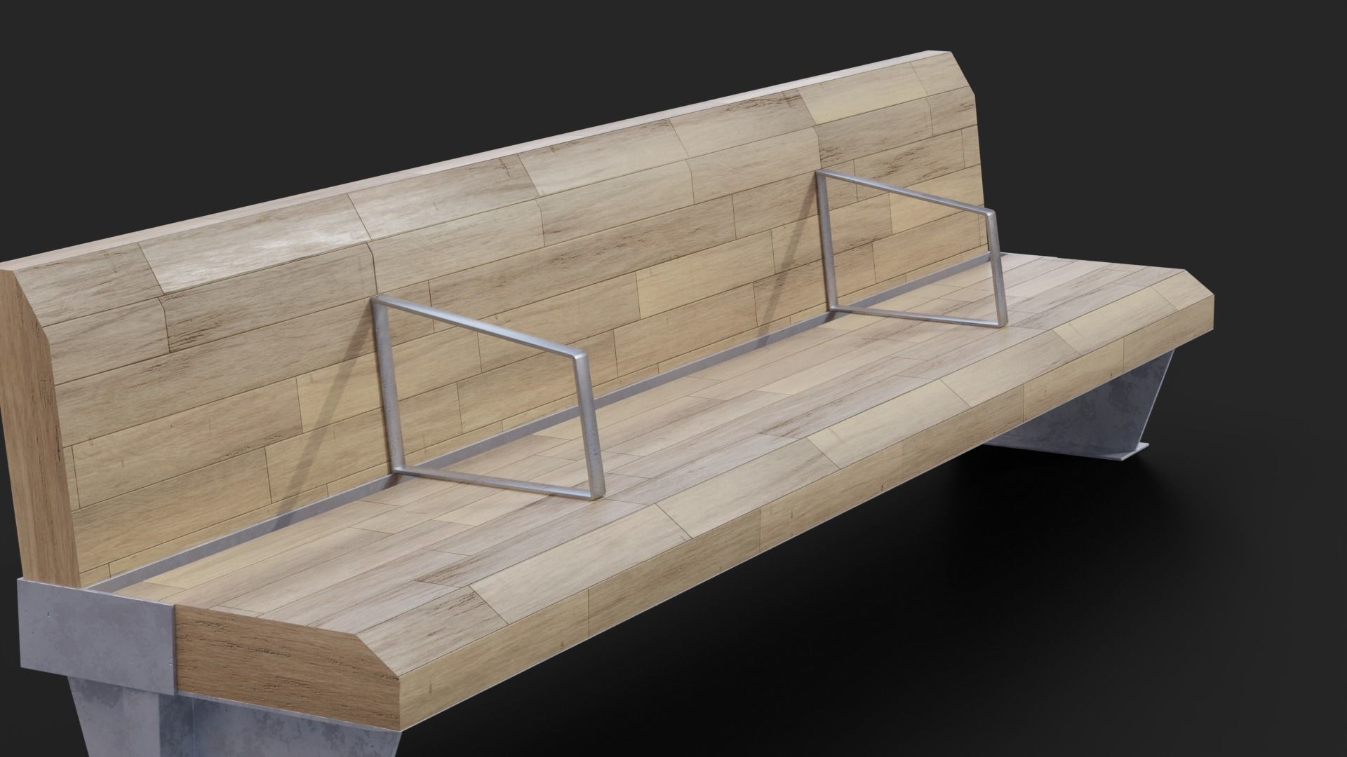 Sant Joan Barcelona Bench Low-Poly Low-poly 3D model_1