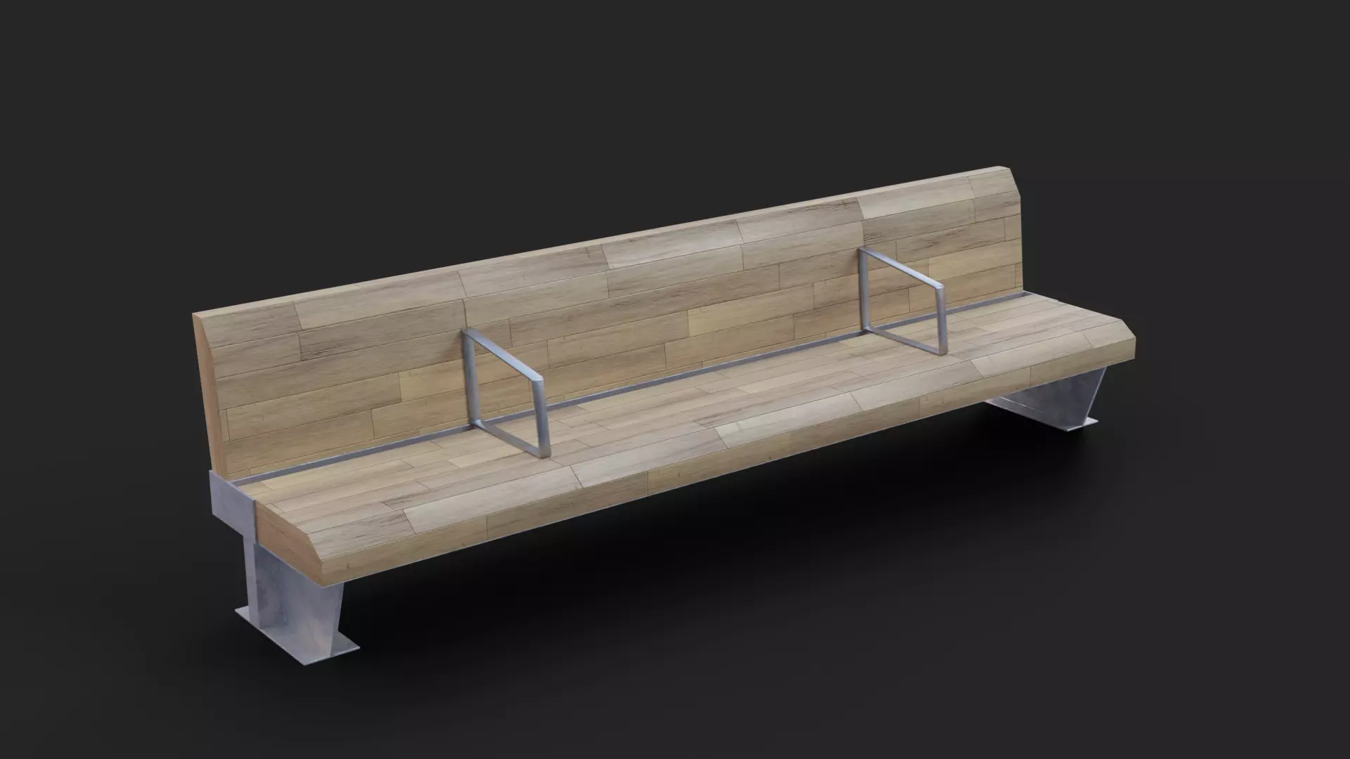 Sant Joan Barcelona Bench Low-Poly Low-poly 3D model_0