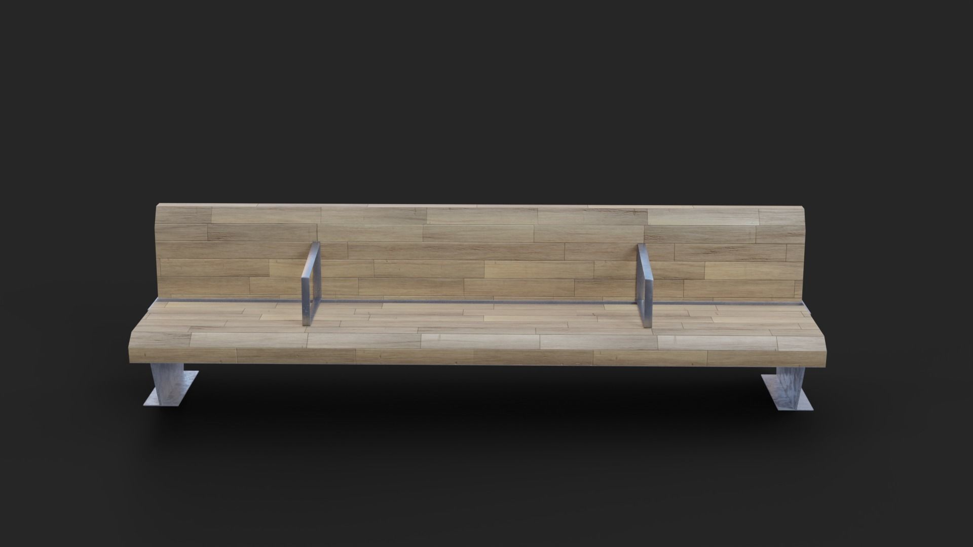 Sant Joan Barcelona Bench Low-Poly Low-poly 3D model_5