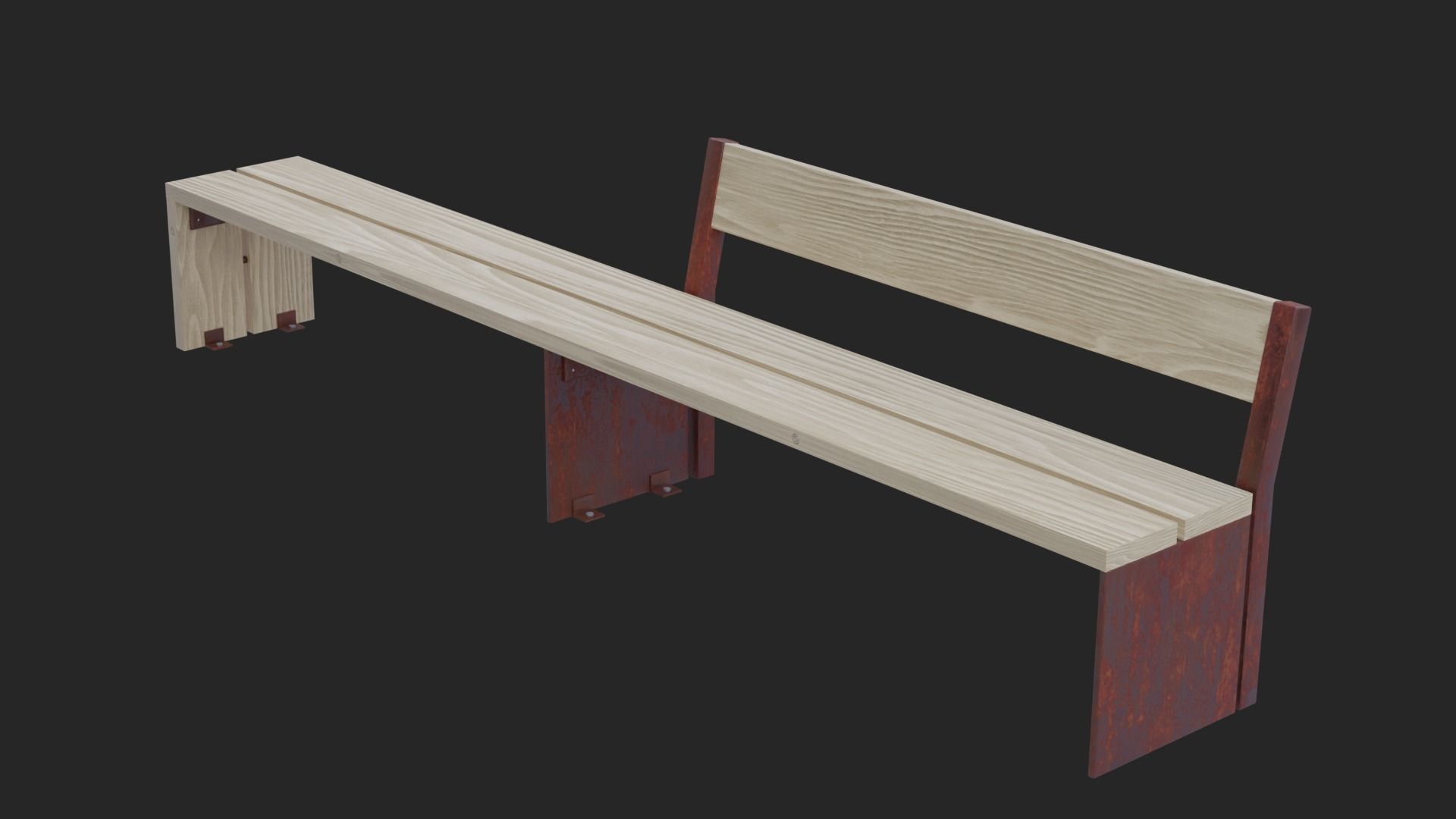 Collection of three Forum benches Low-Poly 3D model Low-poly 3D model_7