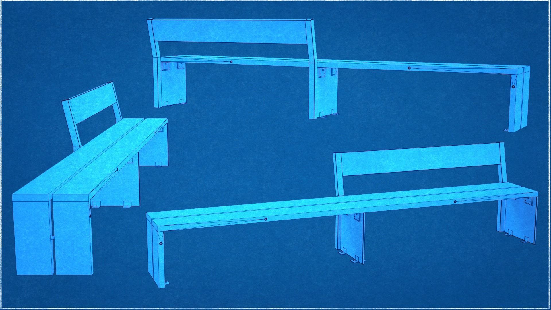 Collection of three Forum benches Low-Poly 3D model Low-poly 3D model_12