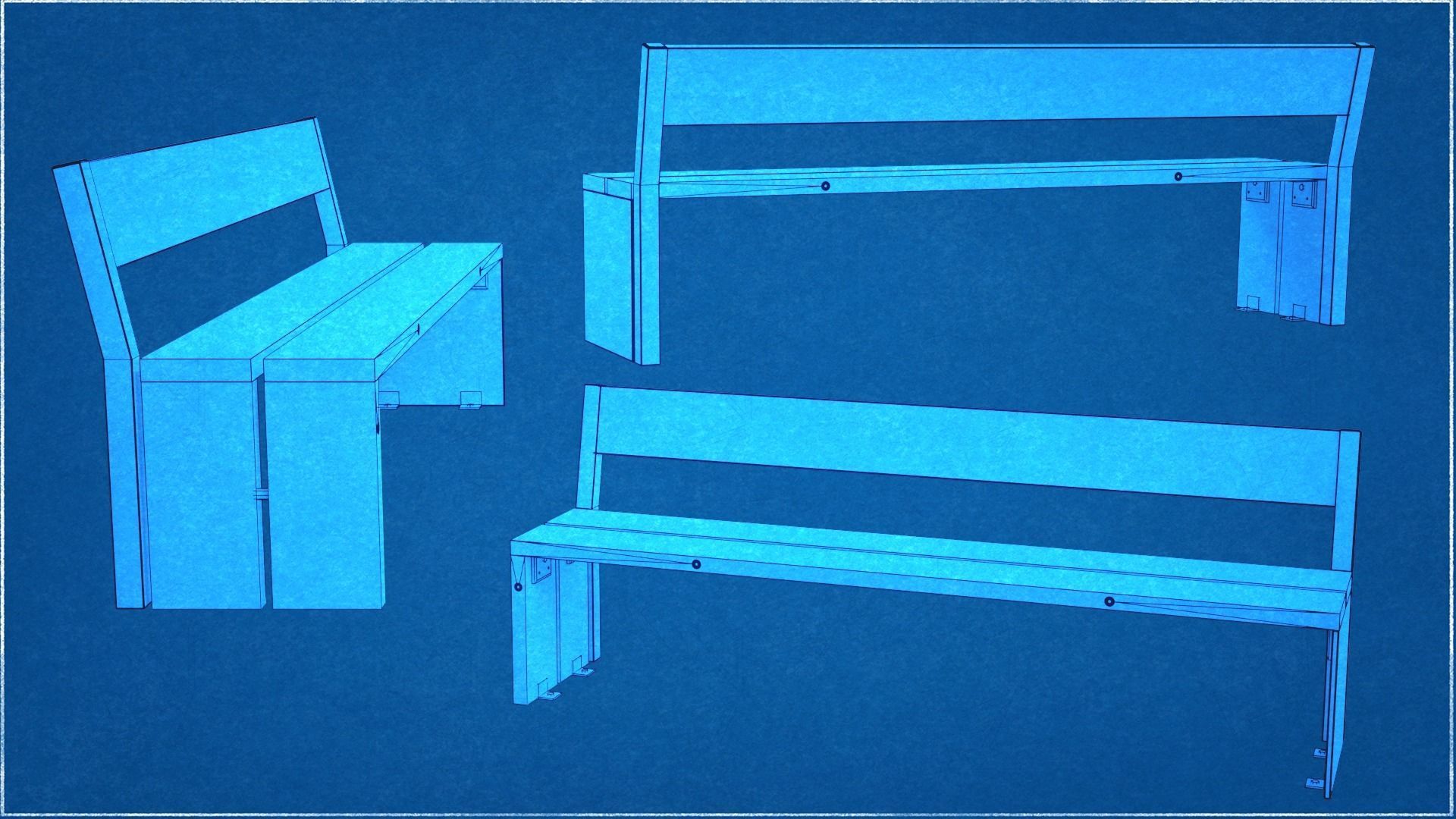 Collection of three Forum benches Low-Poly 3D model Low-poly 3D model_11