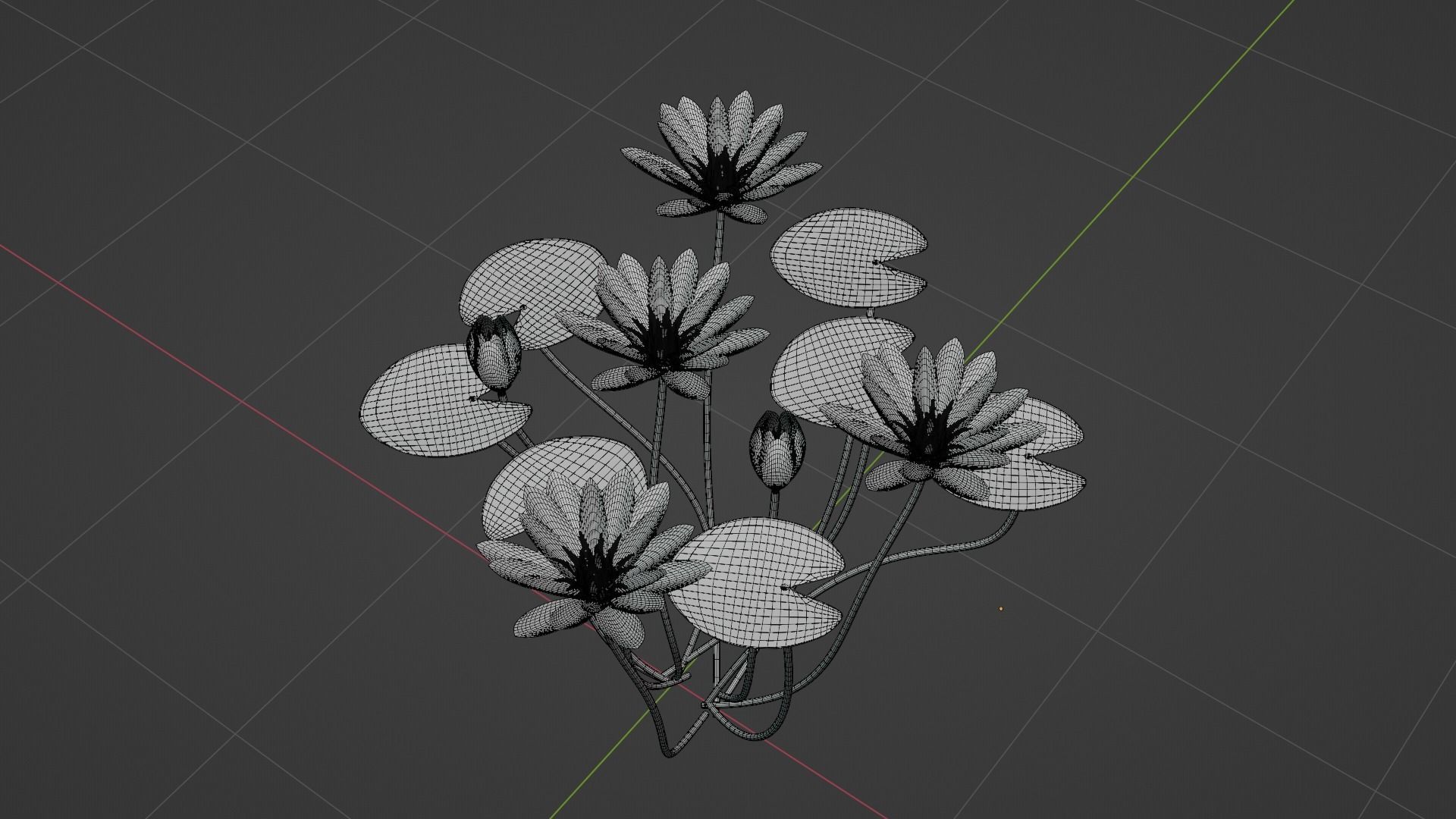 Water Lily Red 3D model_6